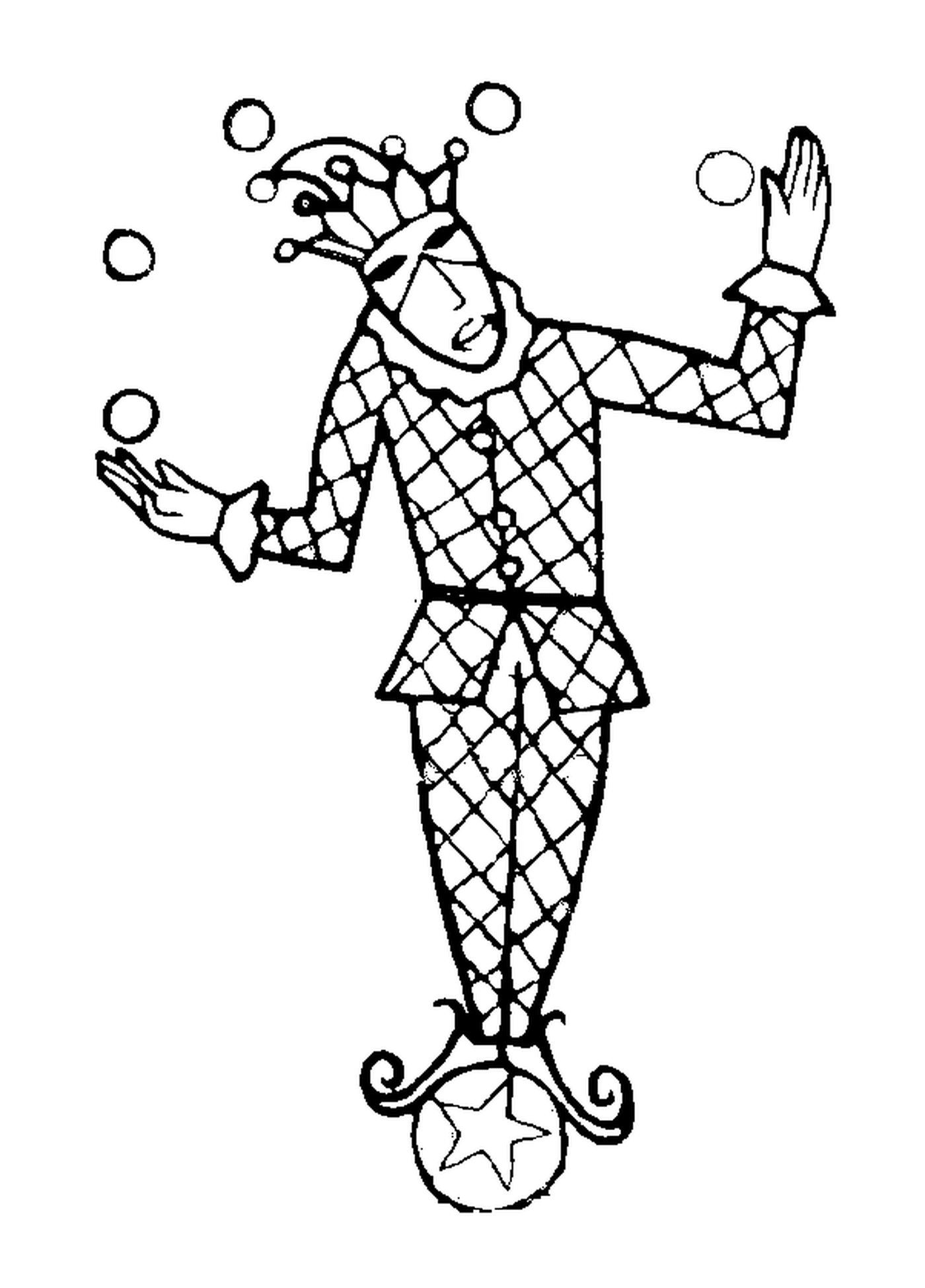   Arlequin jonglant avec des balles au carnaval 