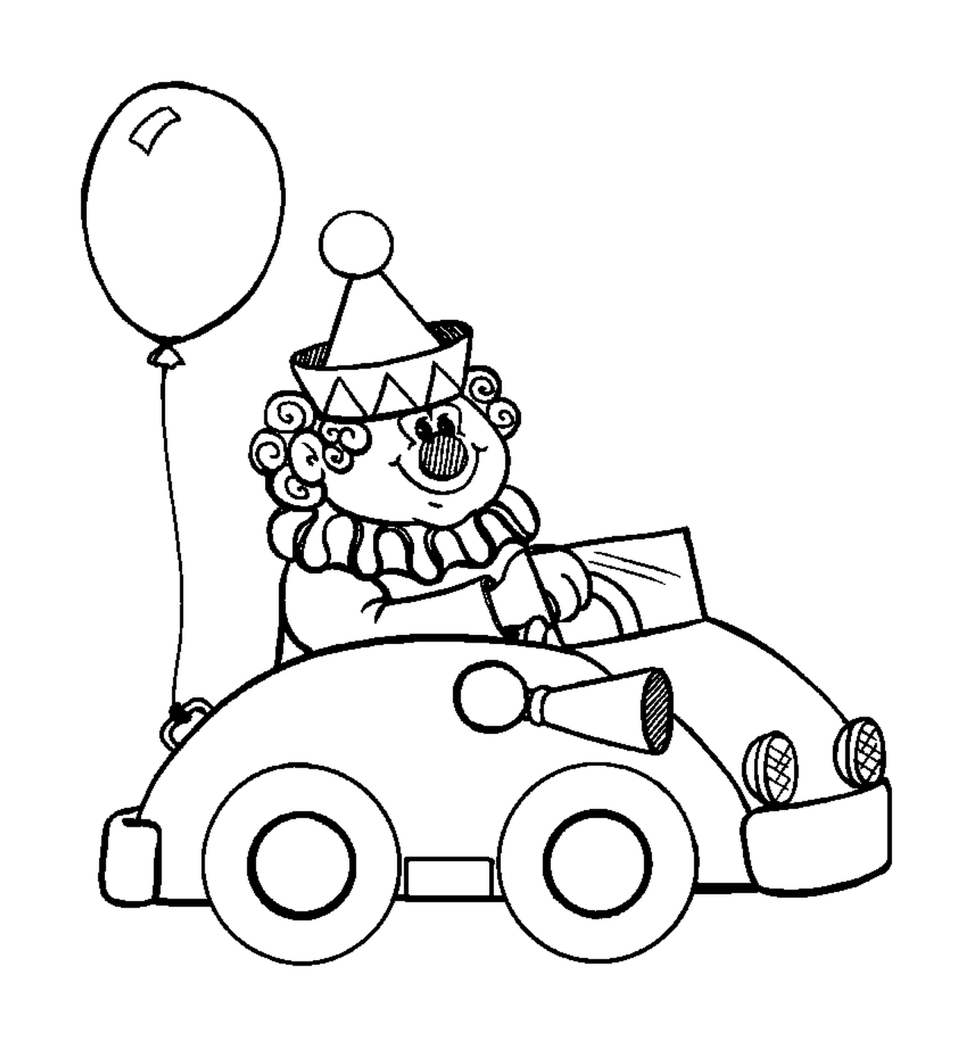   Un clown en voiture pour le cirque 