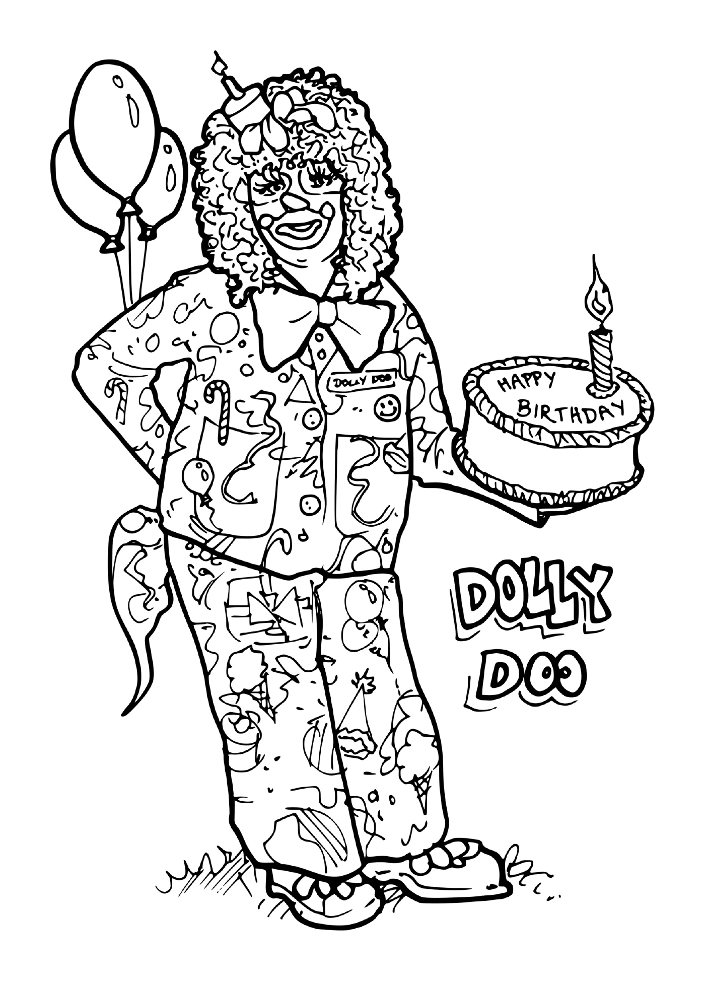   Un clown avec un gâteau d'anniversaire 