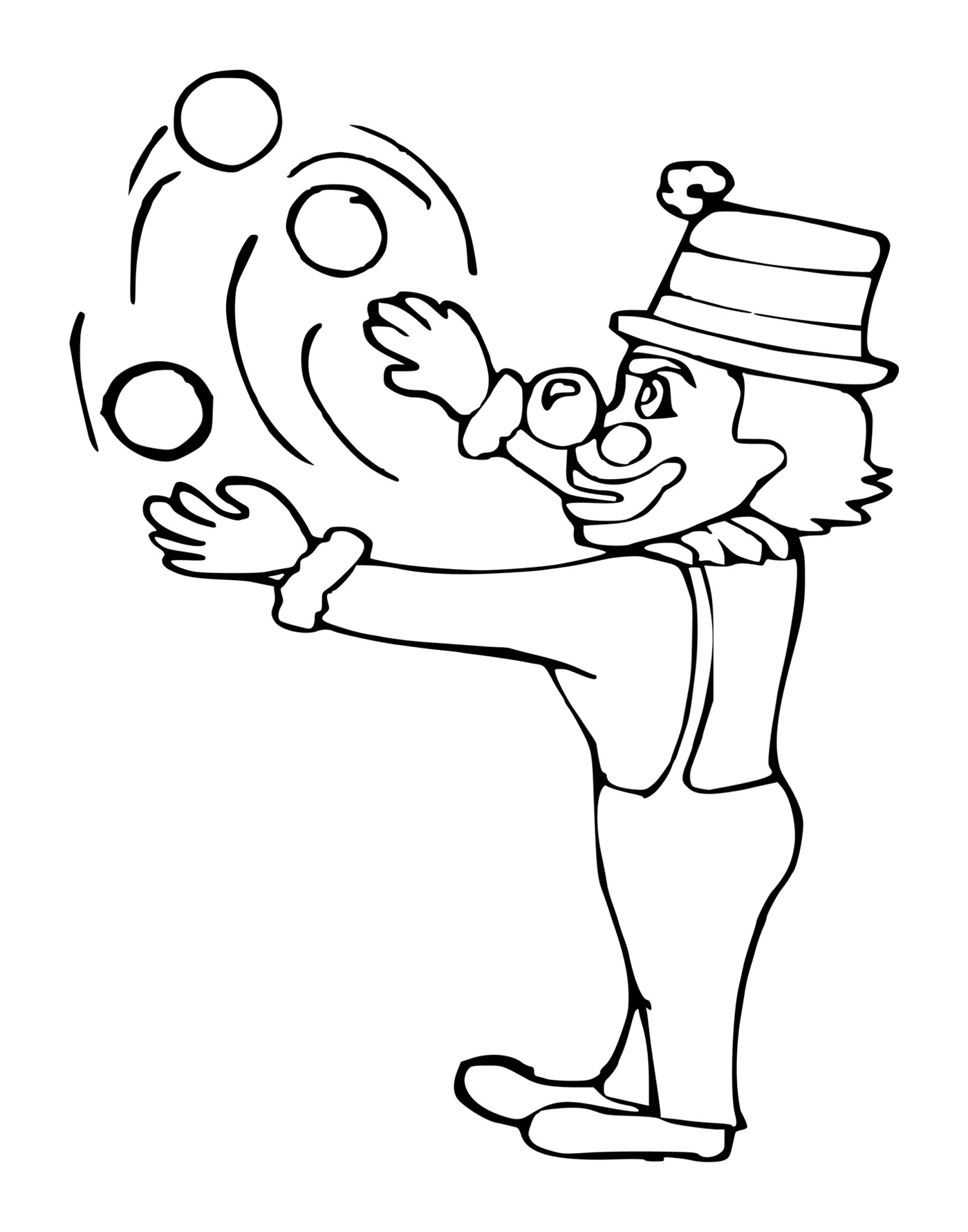   Clown jongleur avec des balles en l'air 