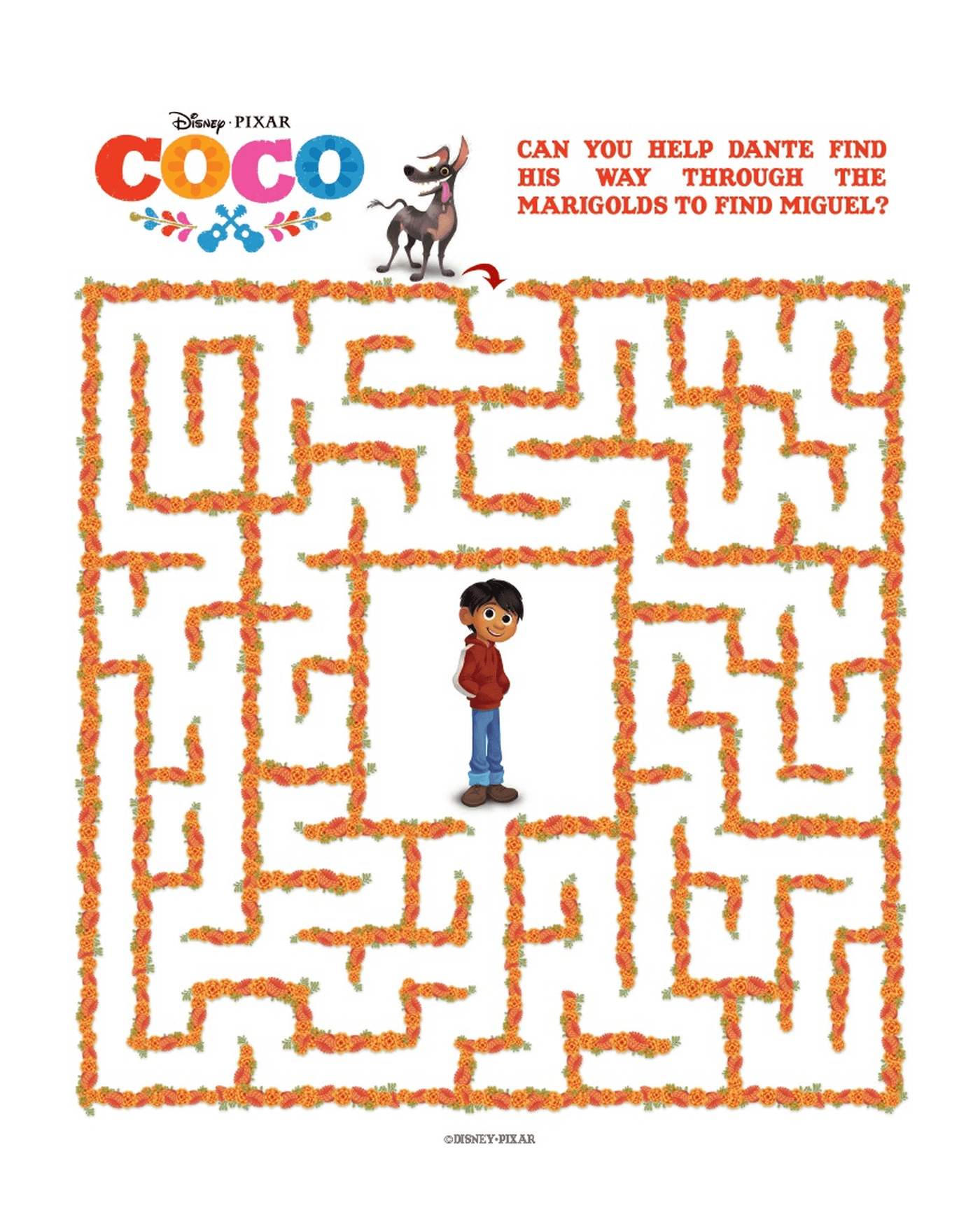   Feuille d'activité Coco, labyrinthe 