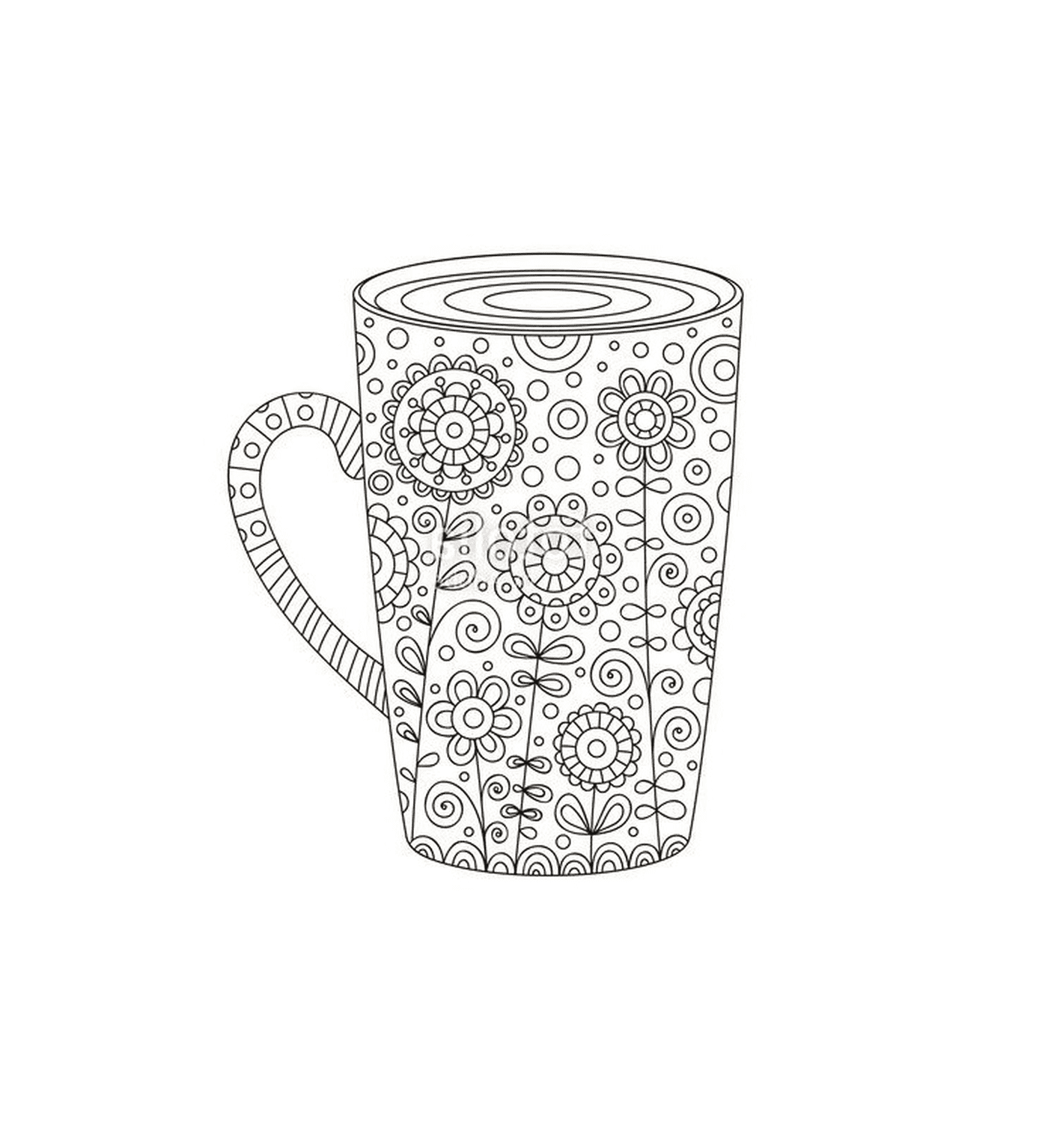   Une tasse de café avec un motif à colorier et à imprimer 