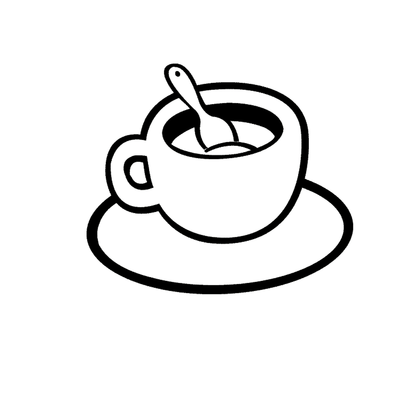   Une tasse de café avec une petite cuillère 