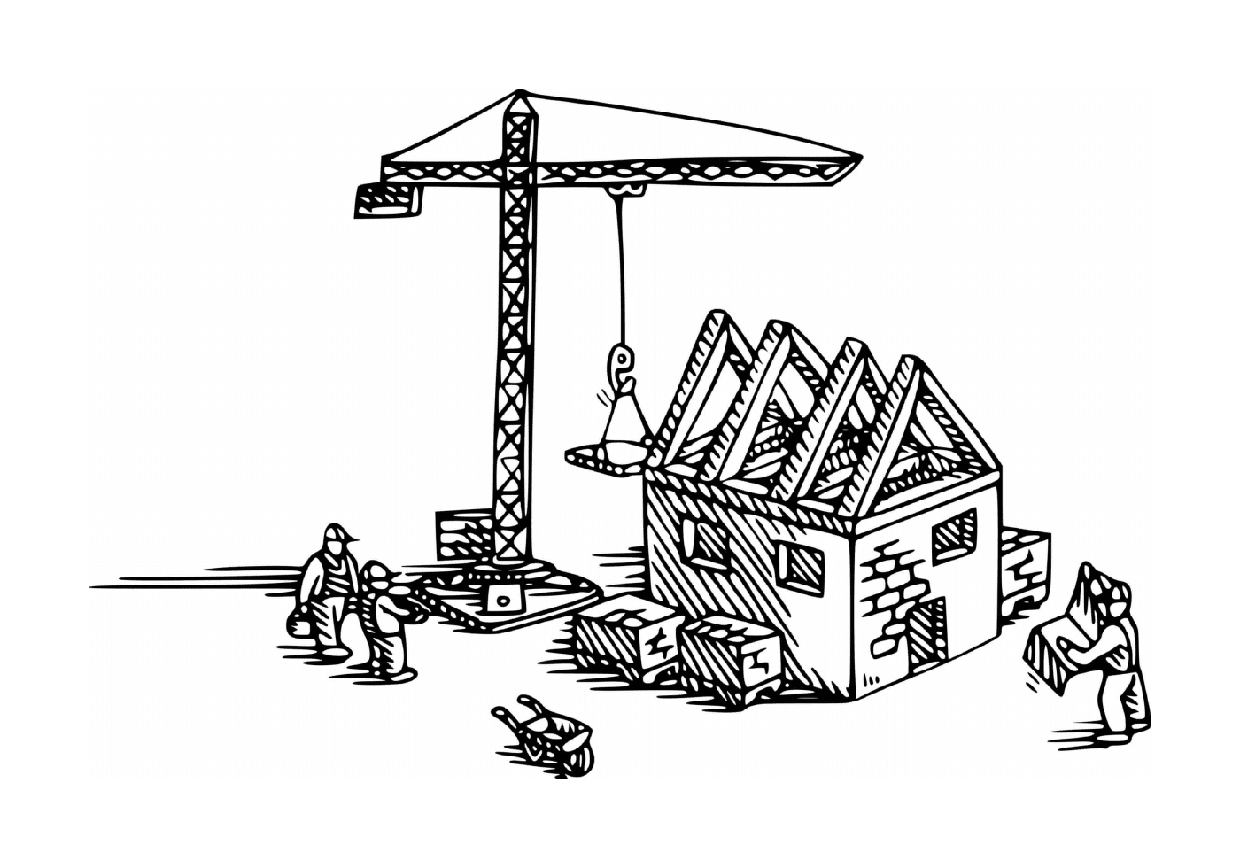   Grue de chantier utilisée pour construire une maison 