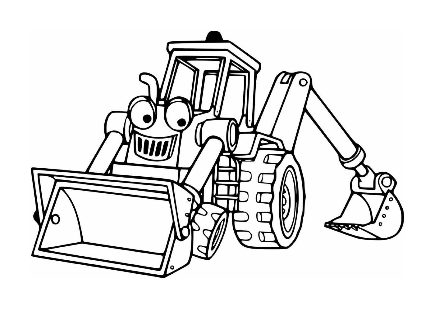   Tracteur-pelle utilisé sur un chantier de construction 