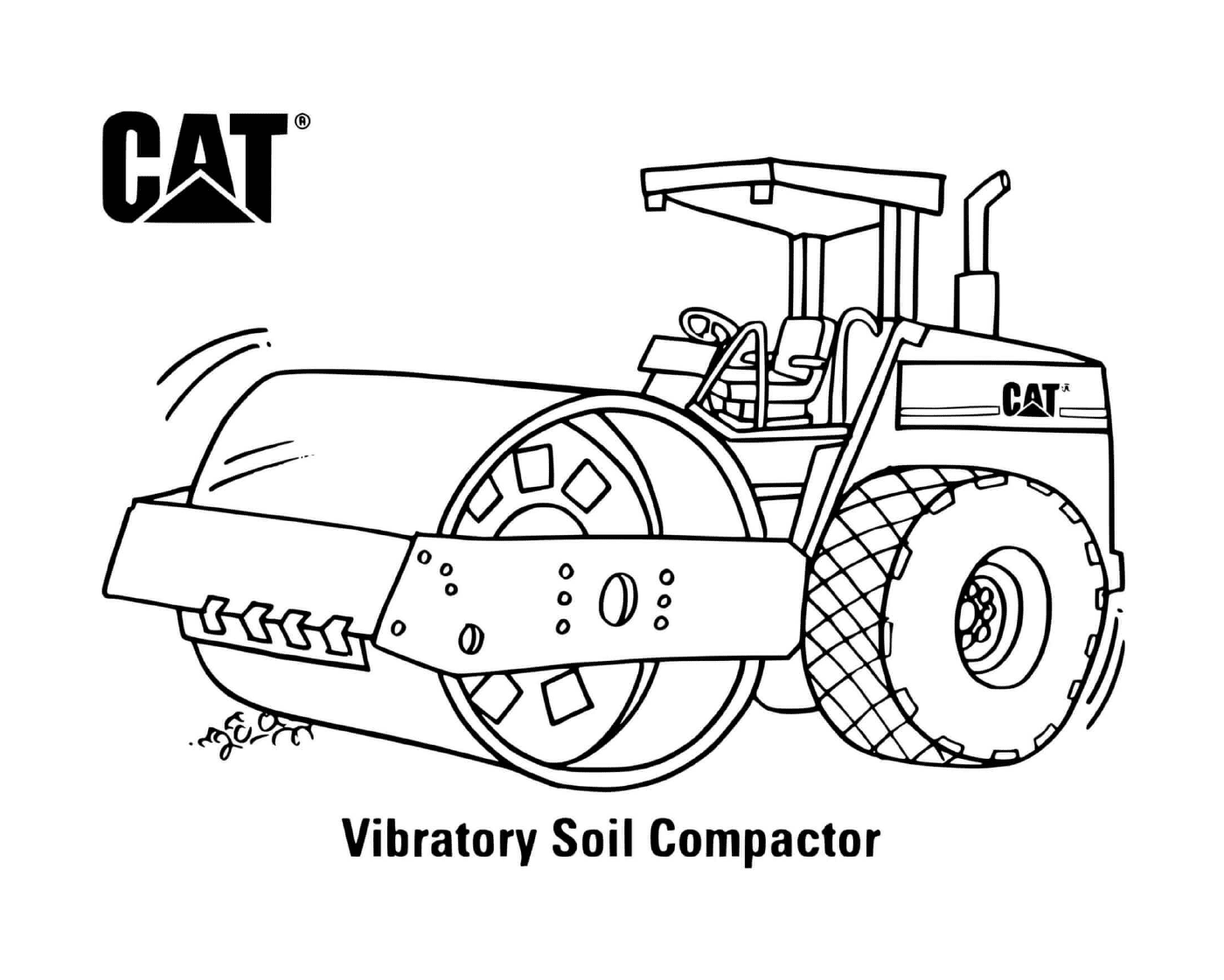   Compacteur de sol vibrant CAT utilisé sur un chantier 