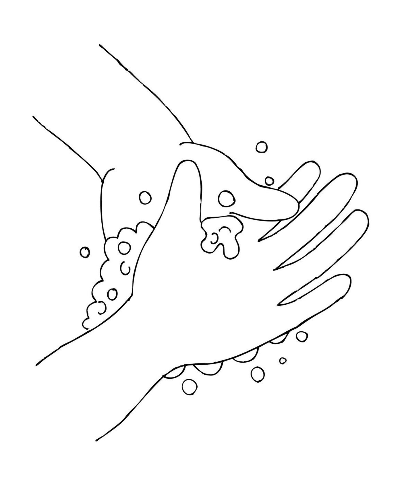   Une personne qui se lave les mains avec du savon et de l'eau pour se protéger 