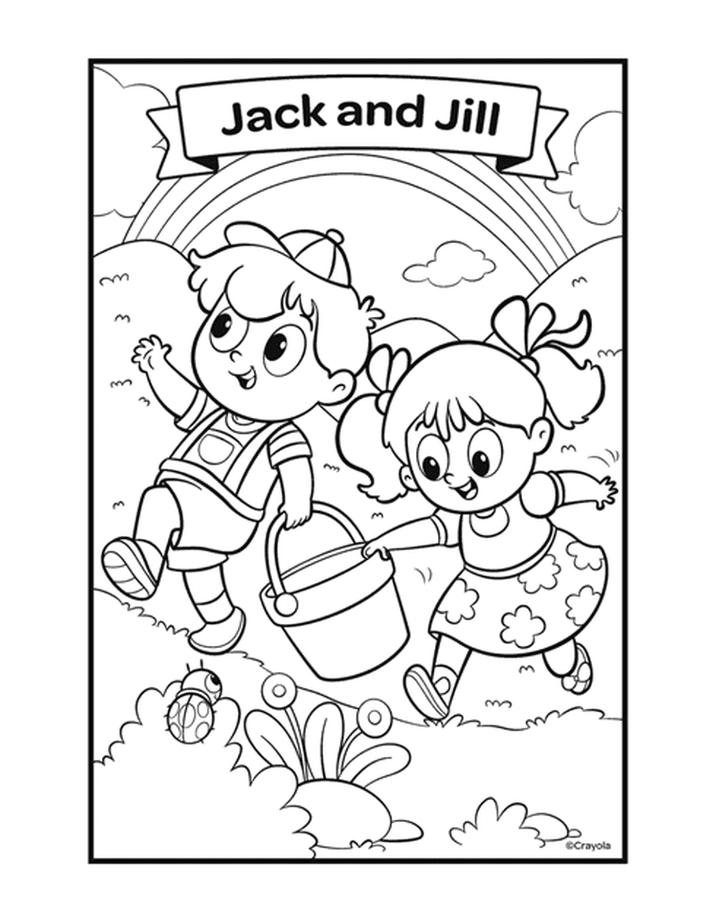   La comptine Jack et Jill avec deux enfants jouant avec un seau 