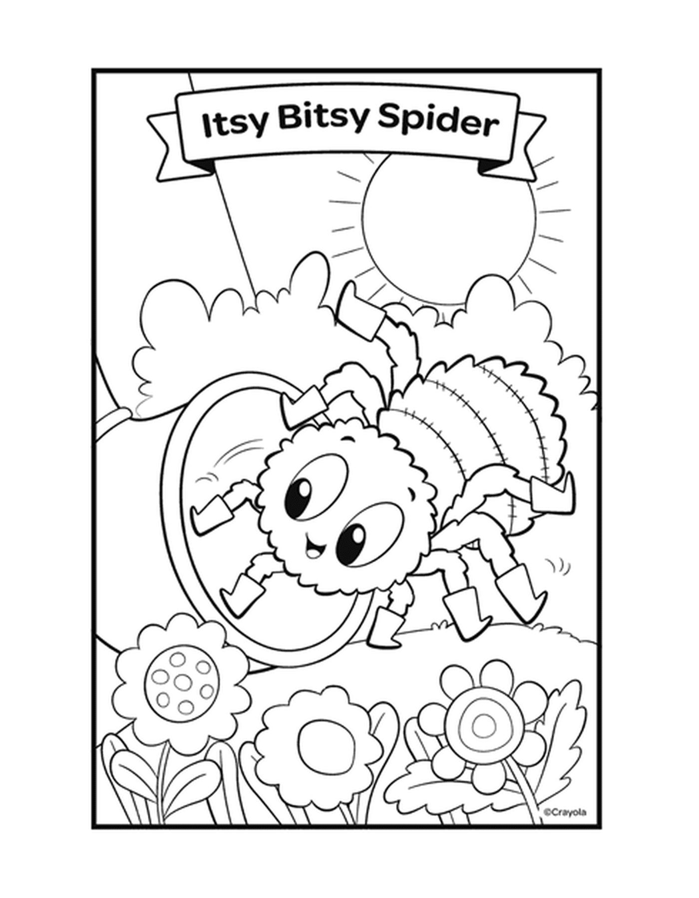   La comptine Itsy Bitsy Spider avec une araignée sur une toile 