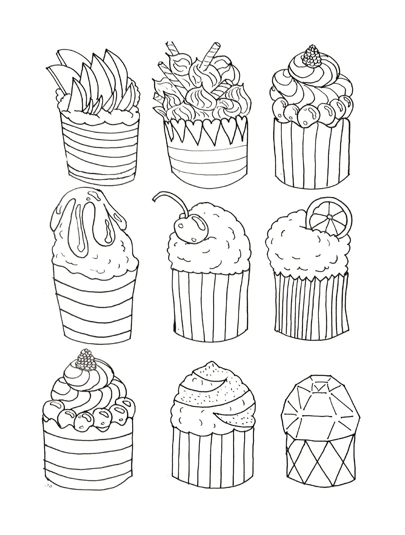   Des cup cakes simples dessinés par Olivier 