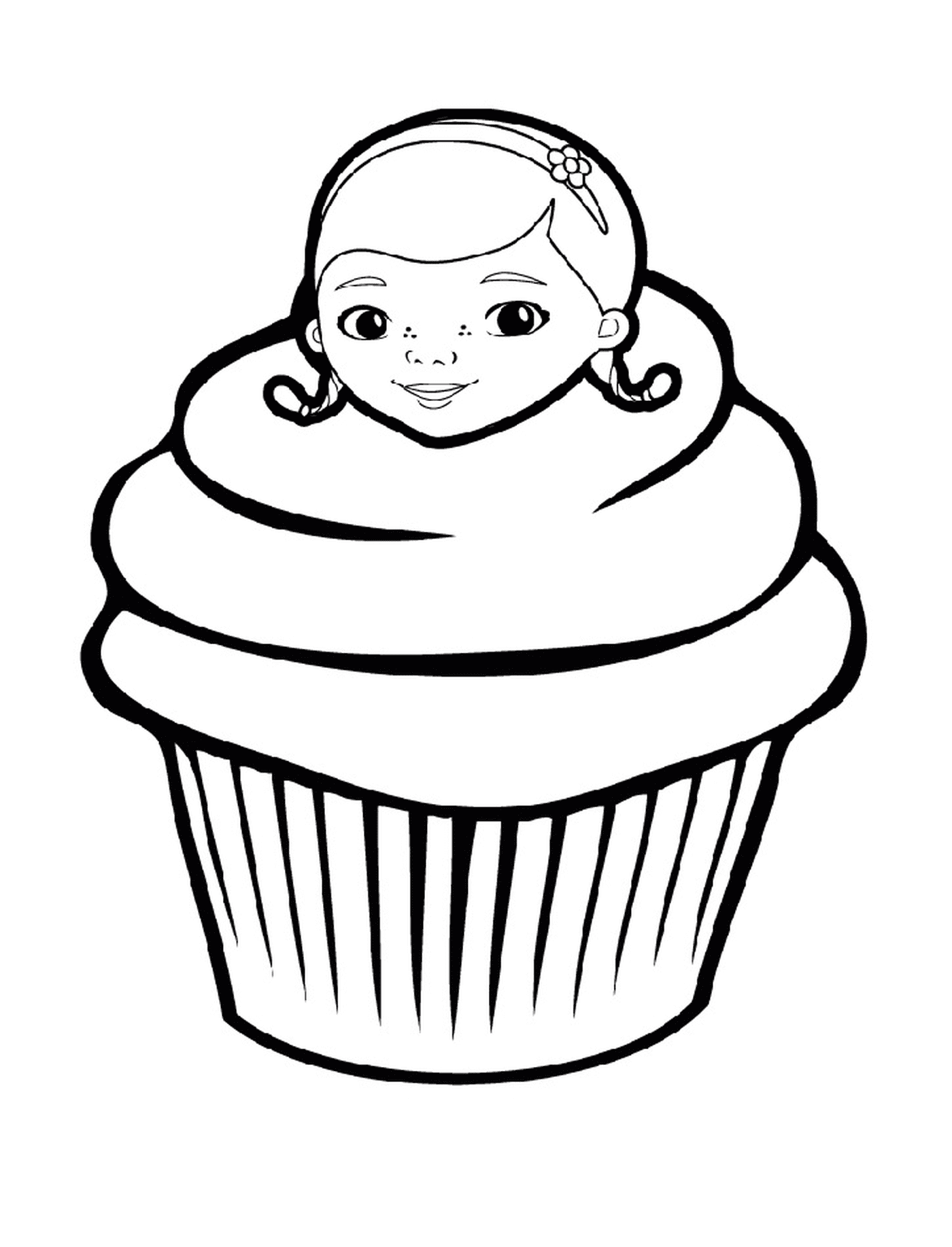   Un cupcake de Doc McStuffins, avec le visage d'une femme 