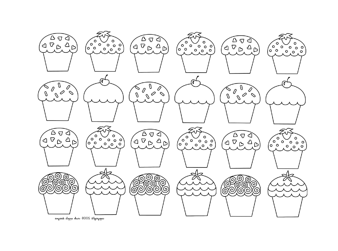   Une mosaïque de cupcakes enfantins, de différents types 