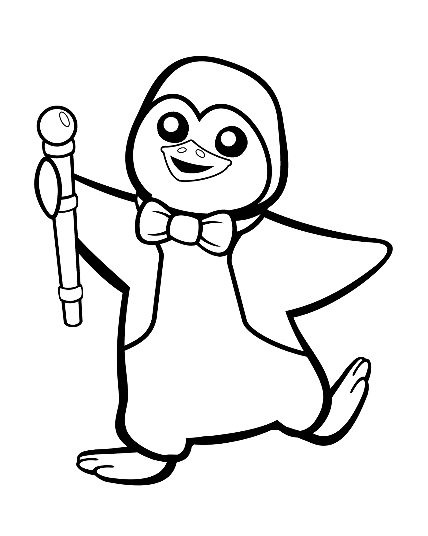   Un pingouin tenant une canne 