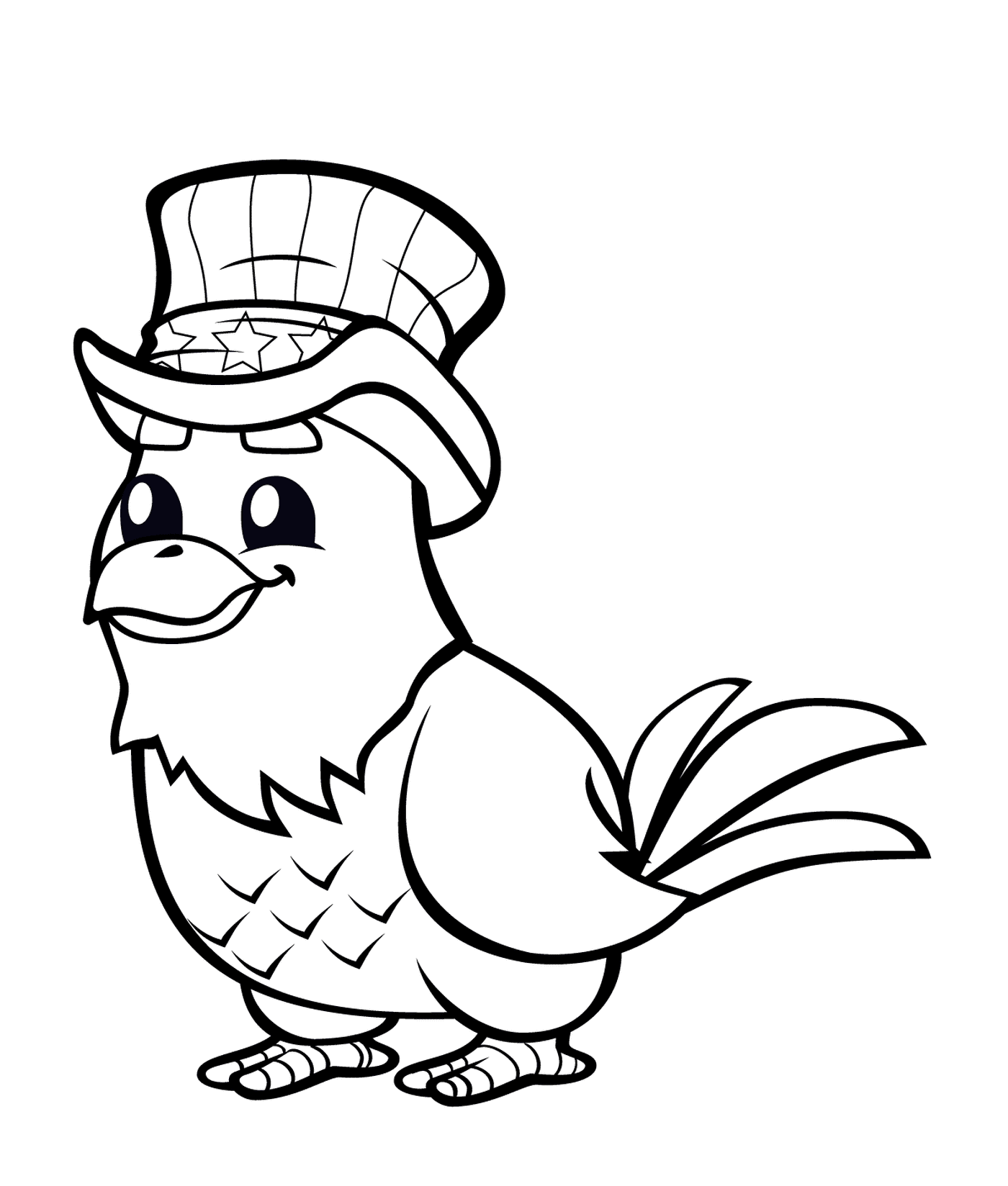   Un oiseau portant un chapeau haut-de-forme 