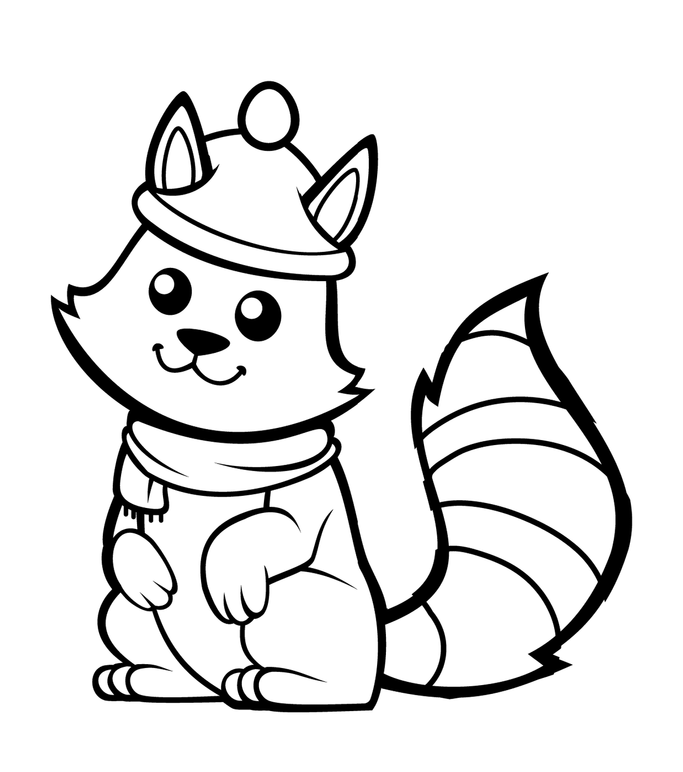   Un écureuil avec un joli chapeau et une écharpe 