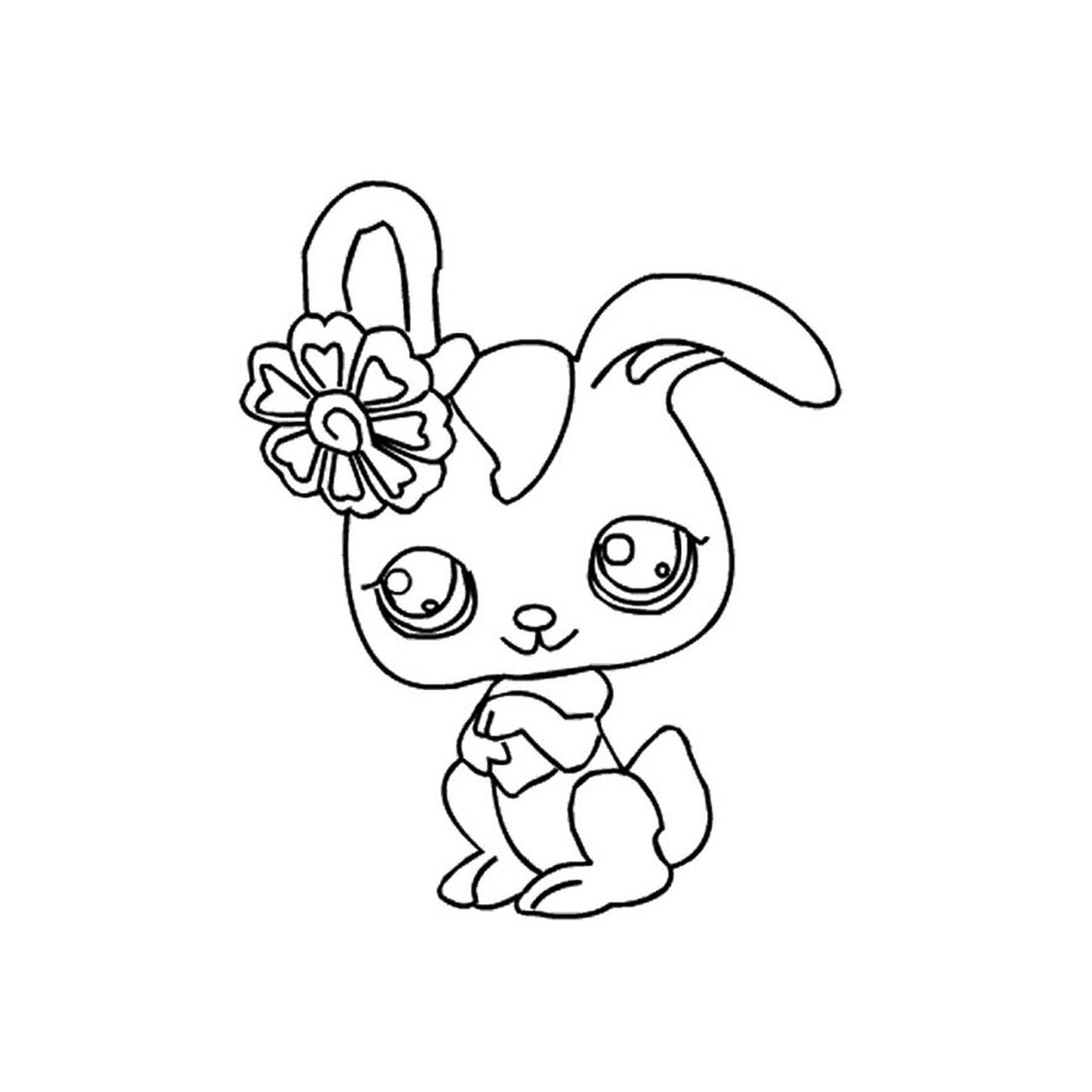   Un lapin avec une fleur dans les cheveux 