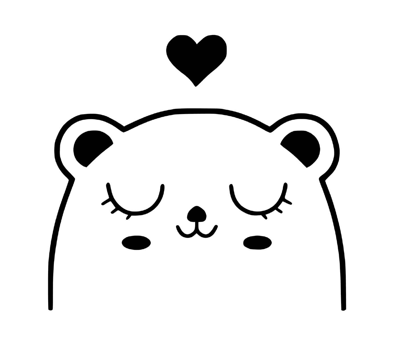   Un ours avec un cœur au-dessus 