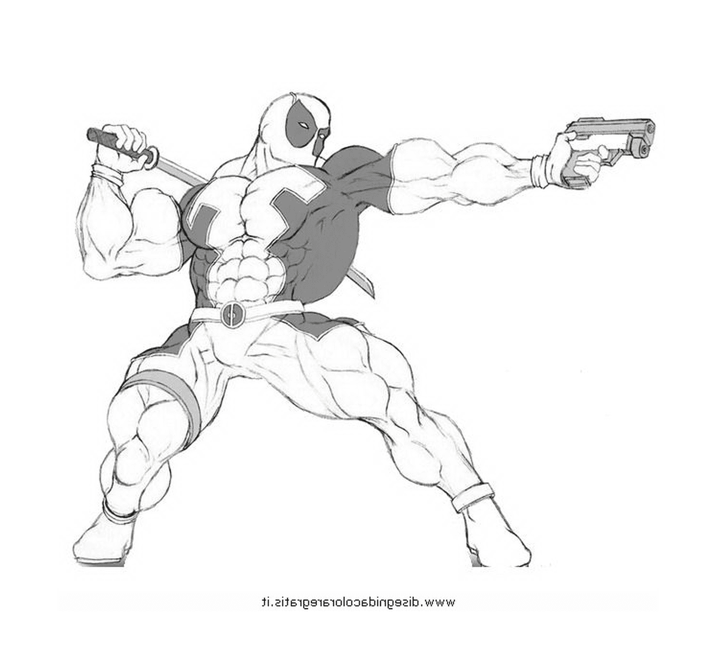   Deadpool à colorier 4 avec un fusil 