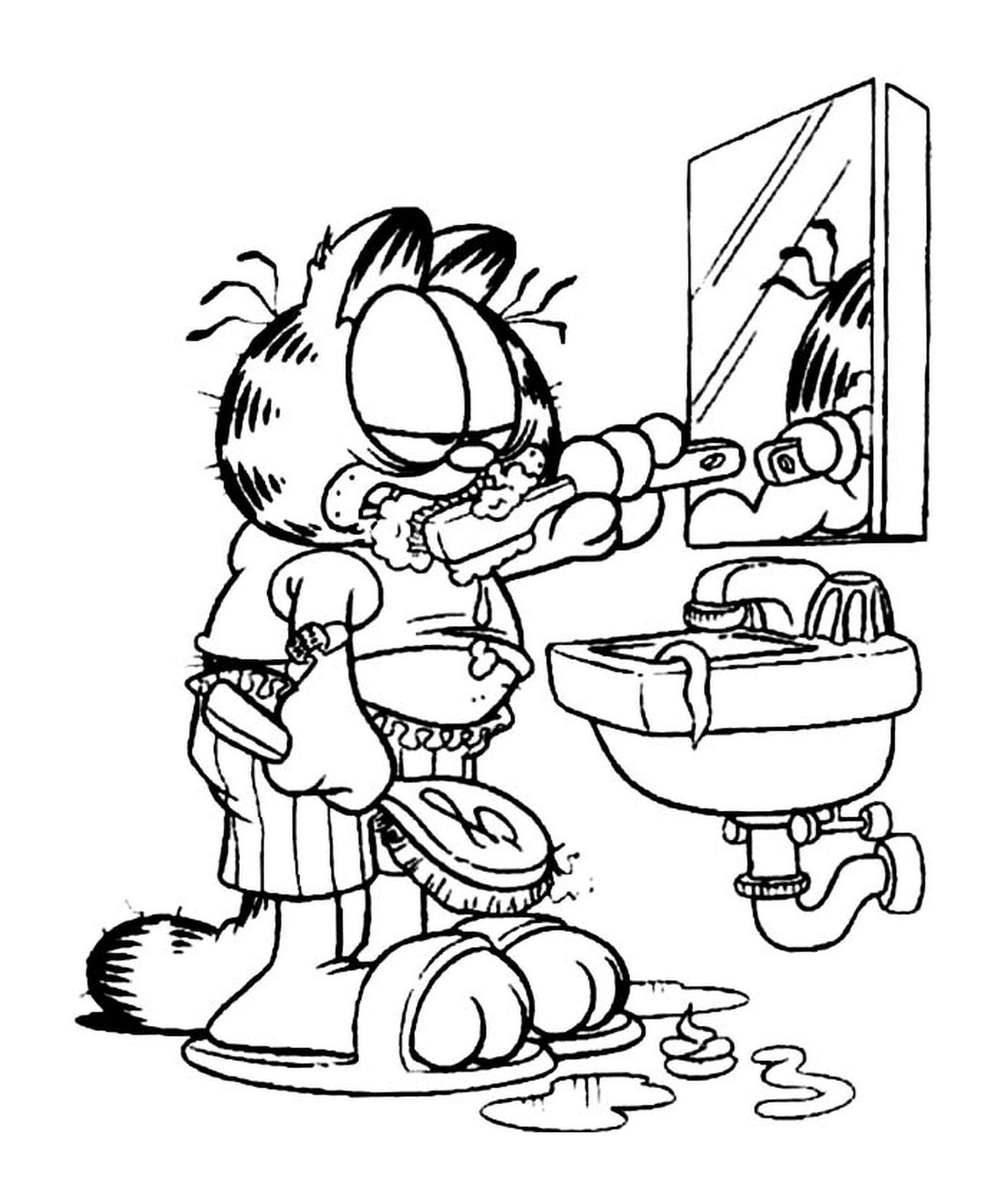   Garfield se brosse les dents 