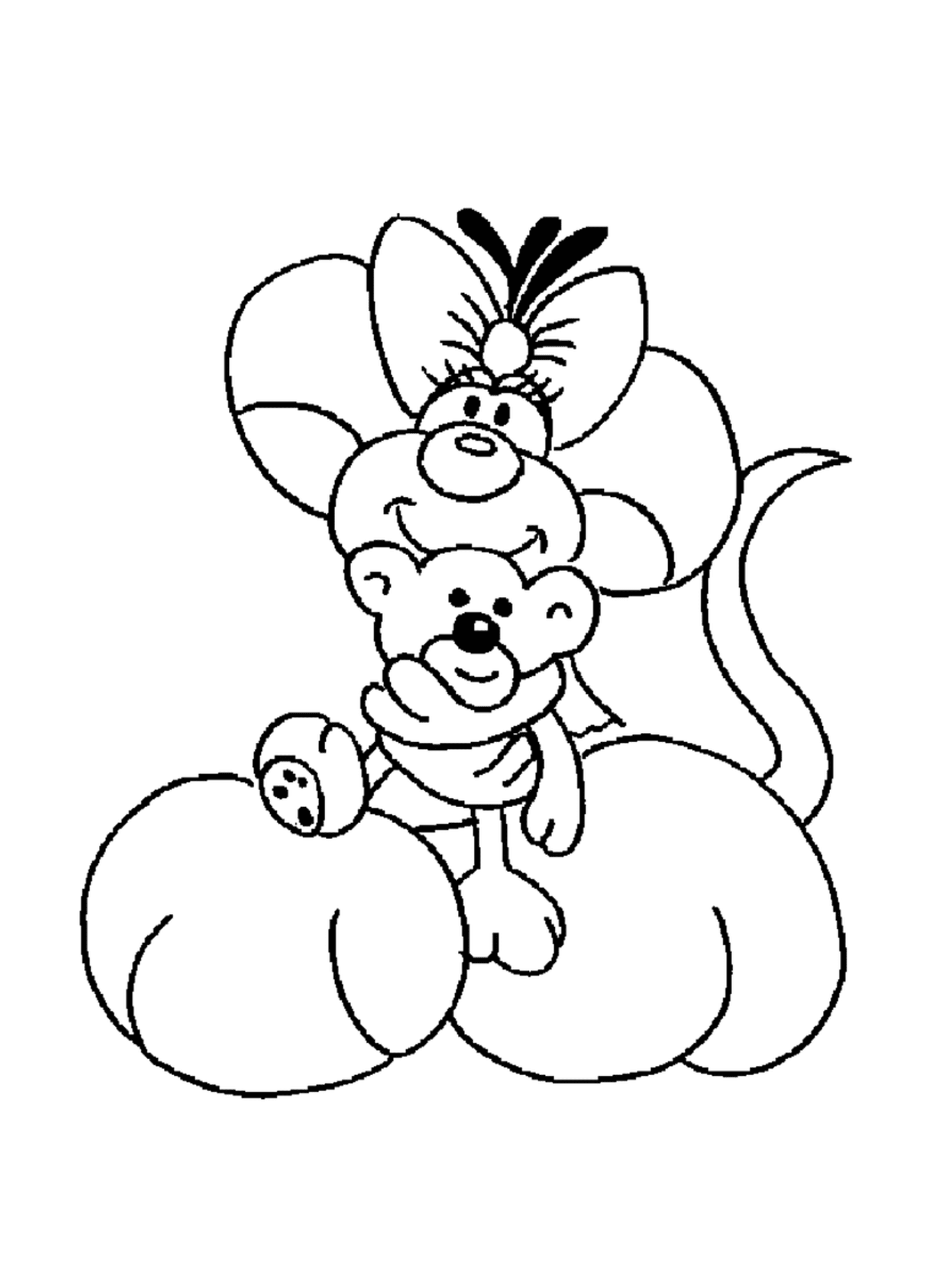   Minnie Mouse assise sur une citrouille 