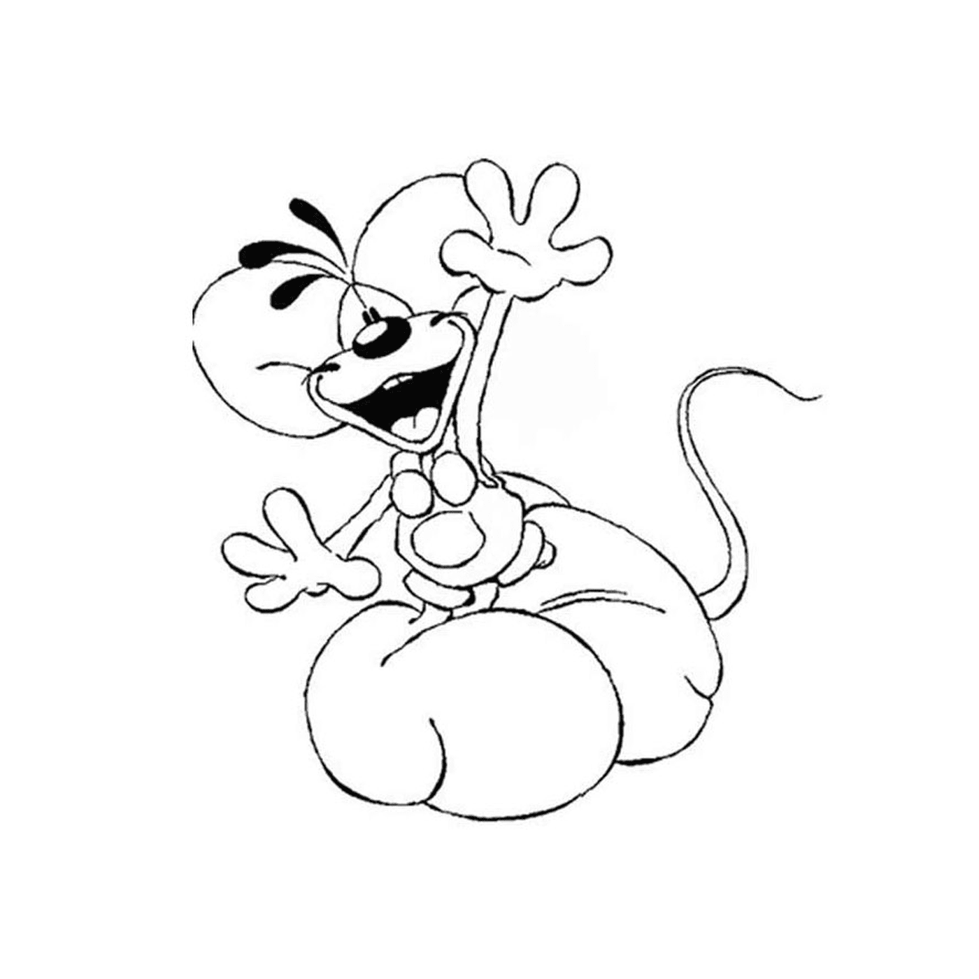   Une souris de dessin animé assise sur ses pattes arrière 
