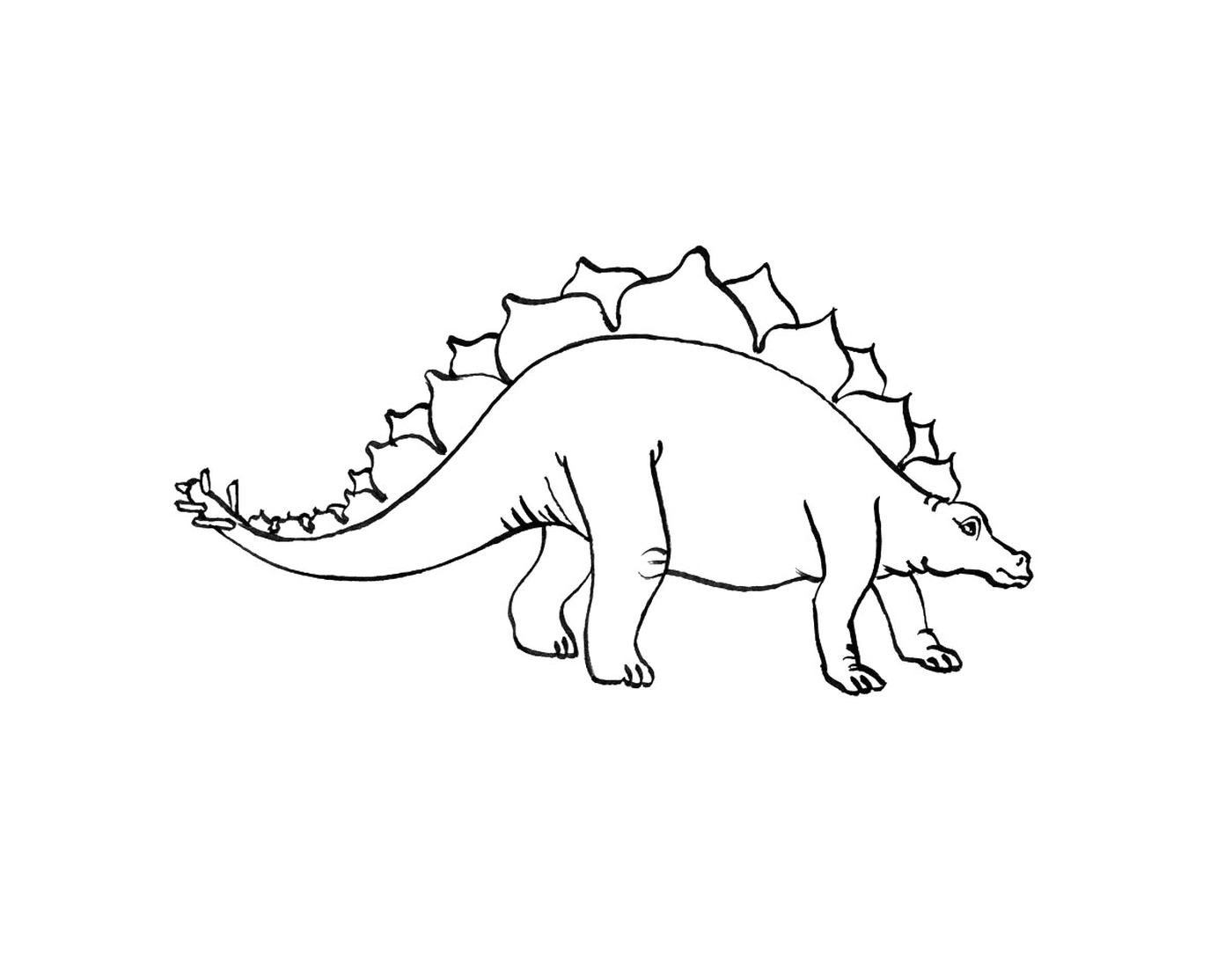   Stégosaure debout dans un dessin en noir et blanc 