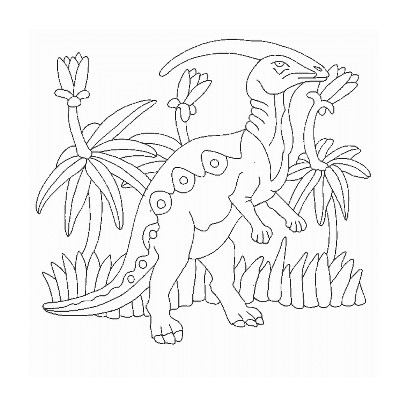   Dinosaure évoluant dans la jungle luxuriante 