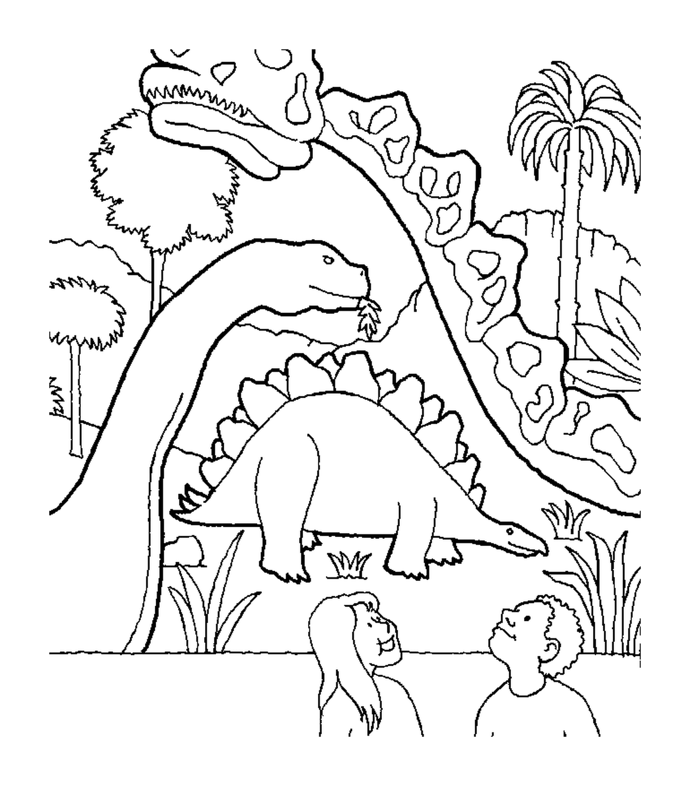   Dinosaure entouré de deux autres dinosaures 