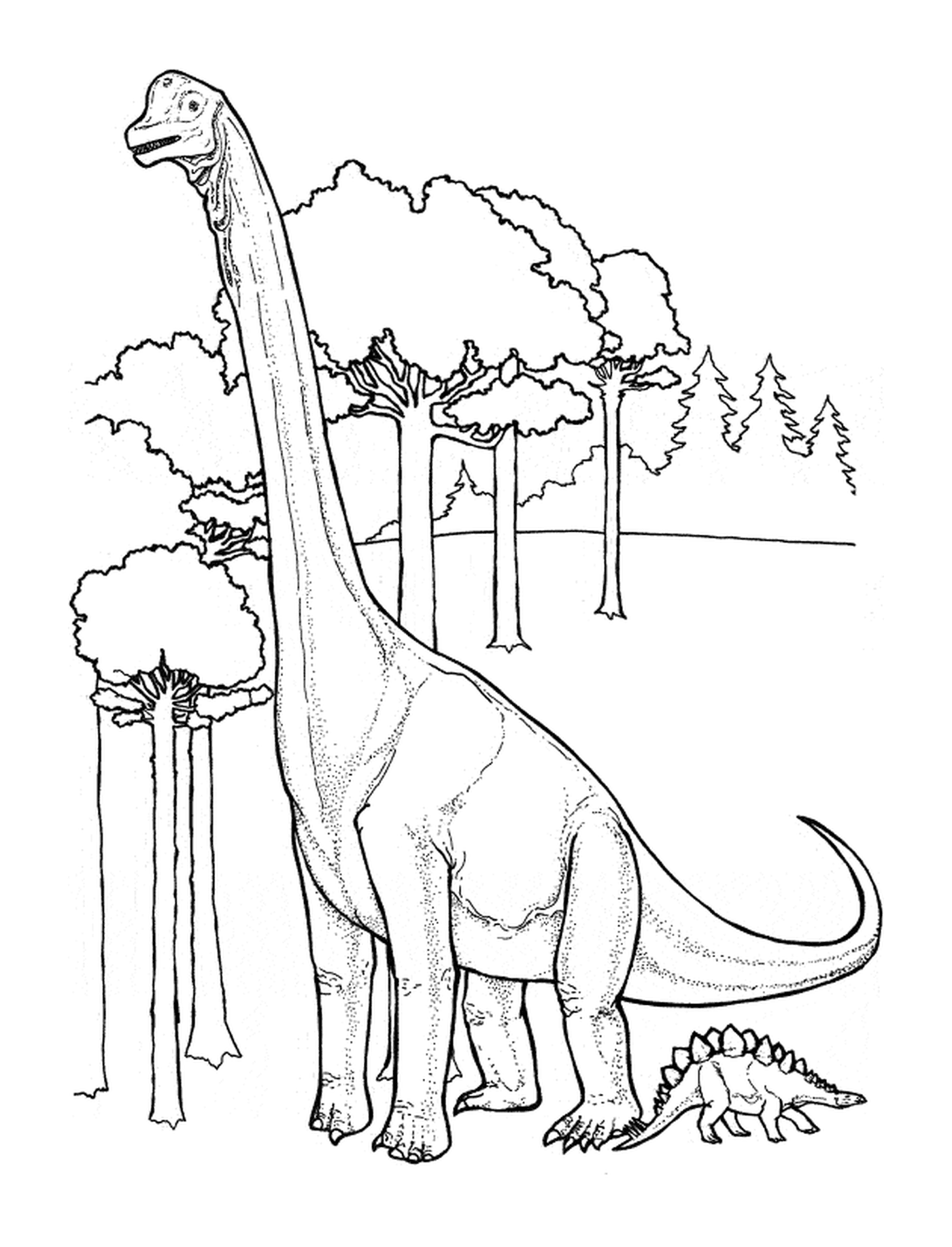   Dinosaure se tenant dans une forêt luxuriante 