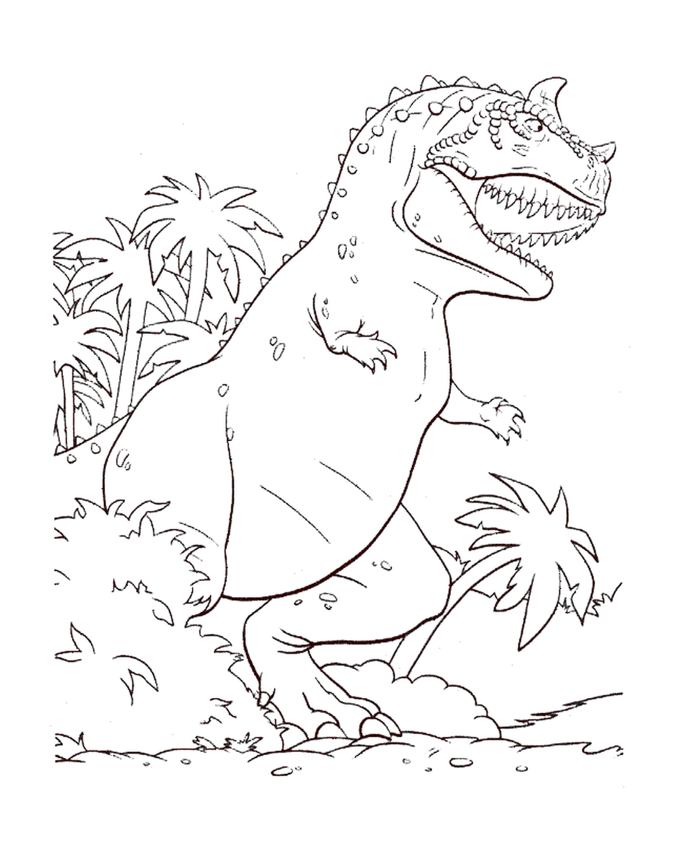   Un tyrannosaure se tenant dans l'herbe 