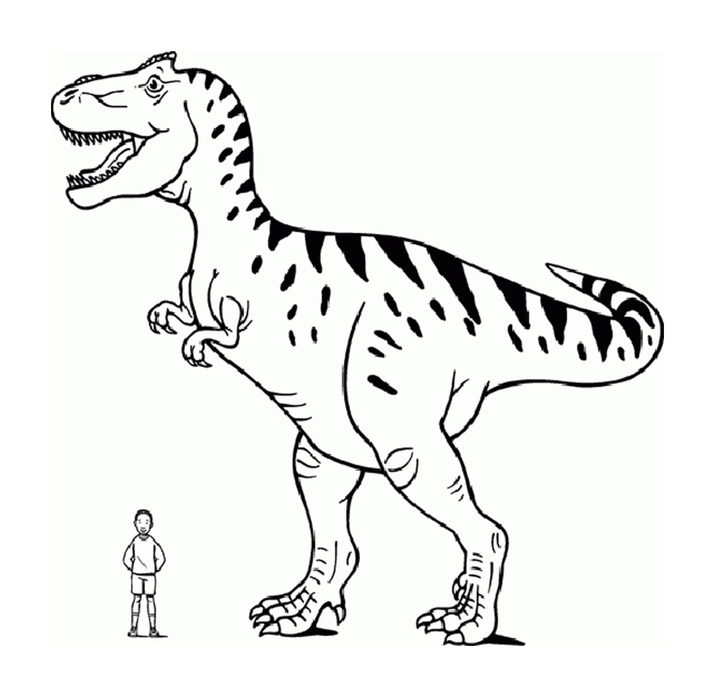   Un tyrannosaure debout à côté d'une personne 