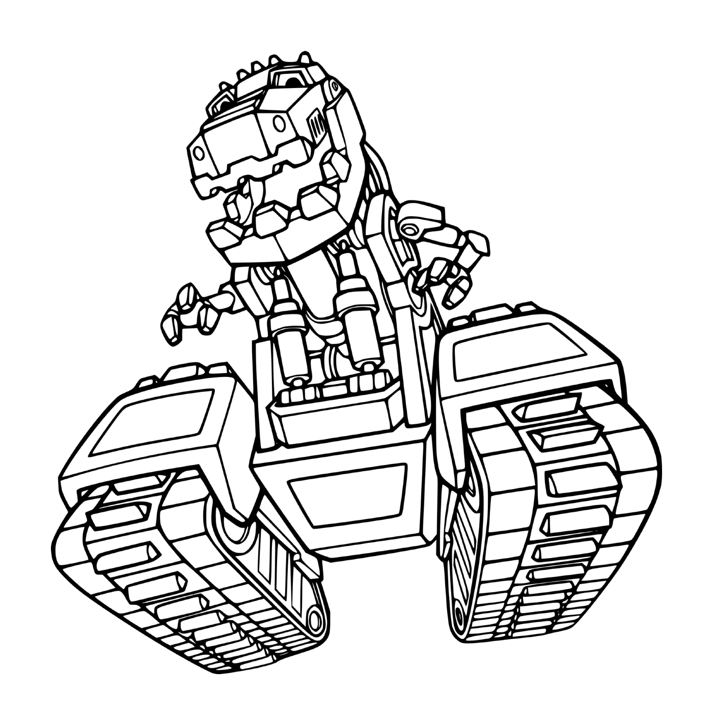   Ty Rux dans Dinotrux avec un tank-jouet 