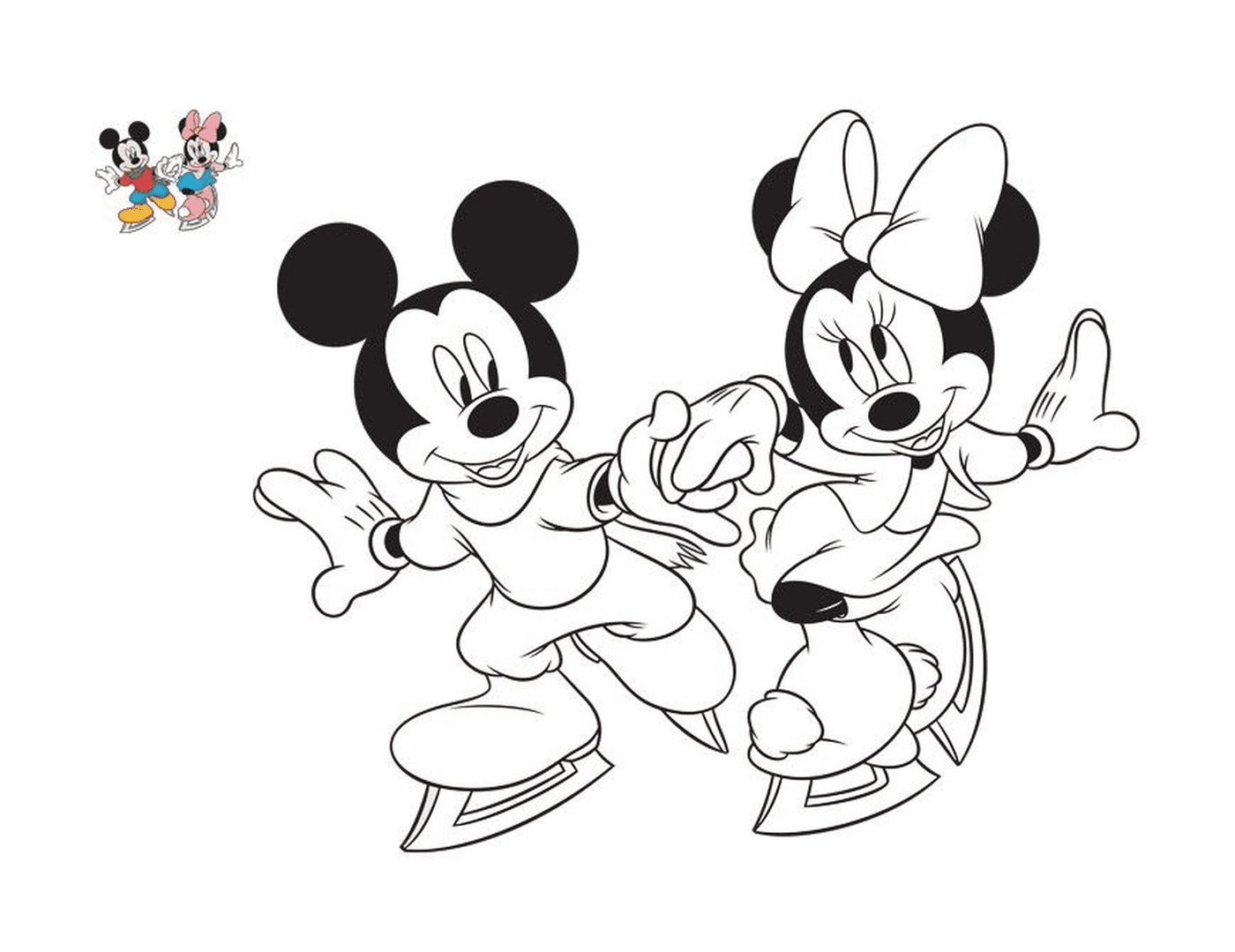   Mickey et Minnie en patins 