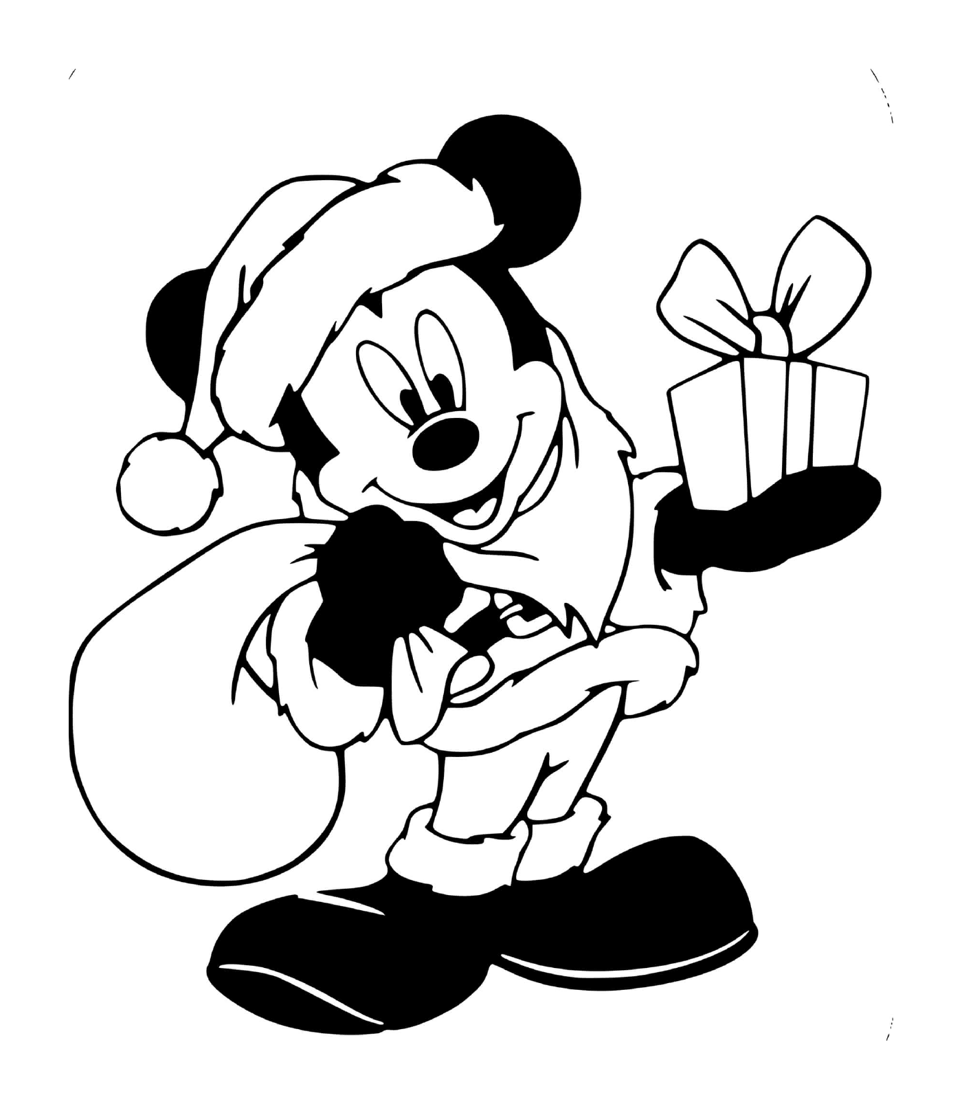  Mickey en costume de Père Noël 