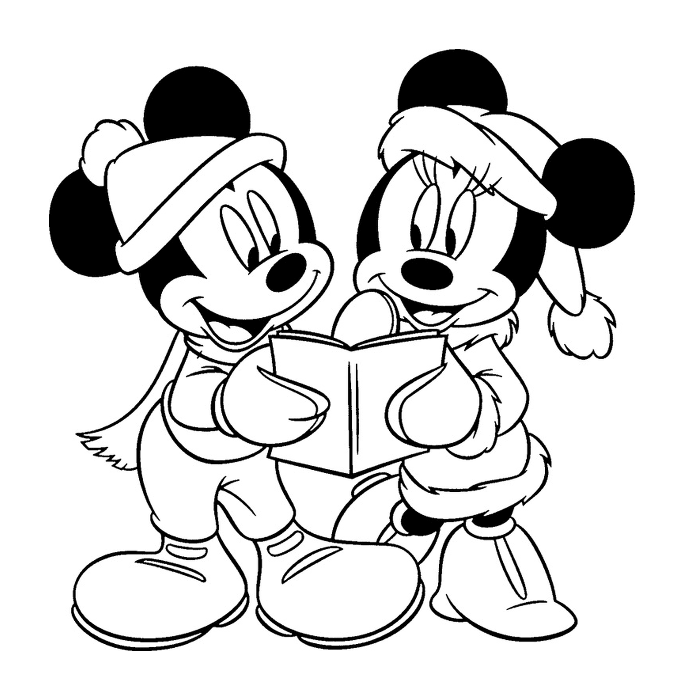   Mickey et Minnie lisent livre 