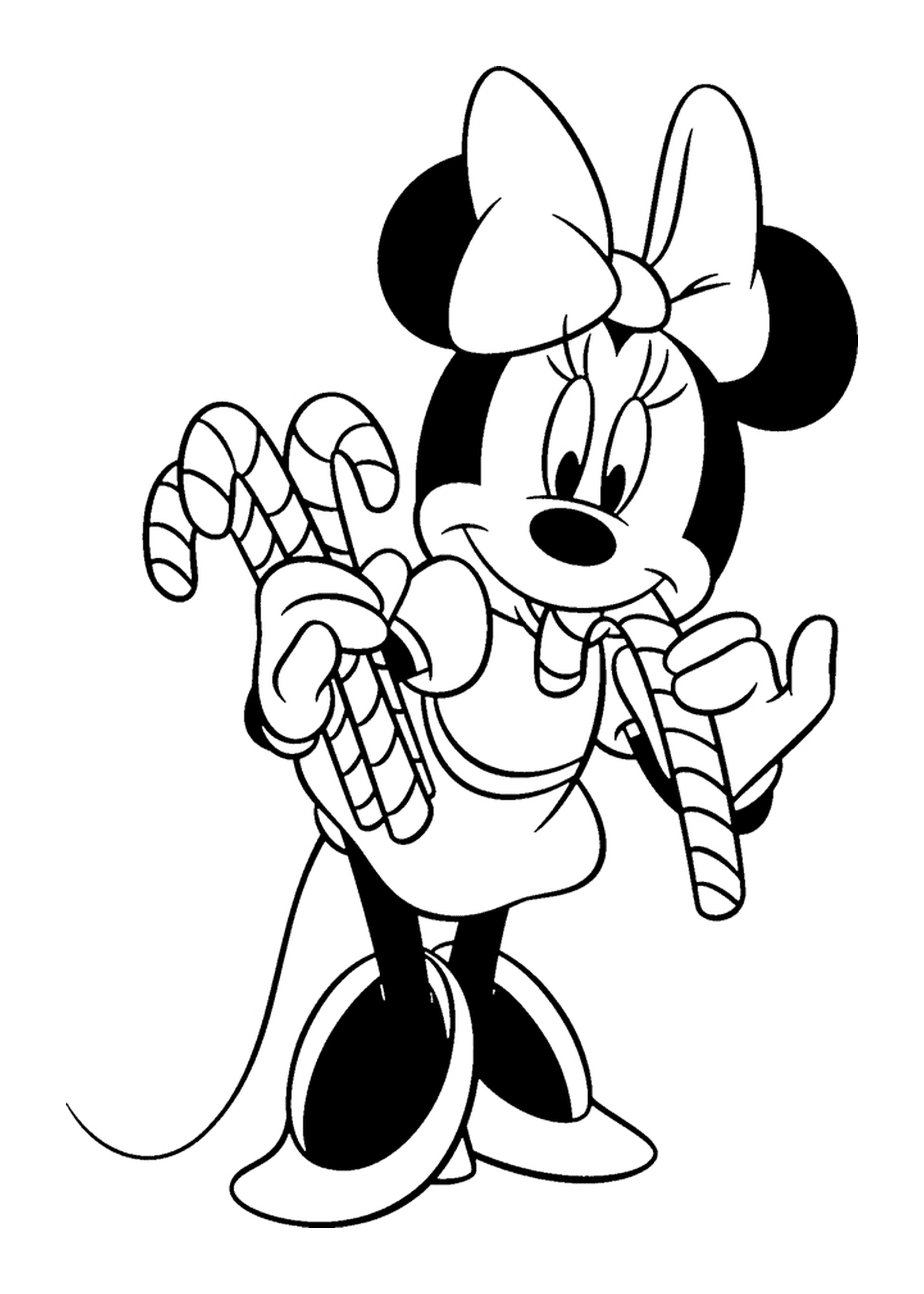   Minnie tient des cannes de bonbon 