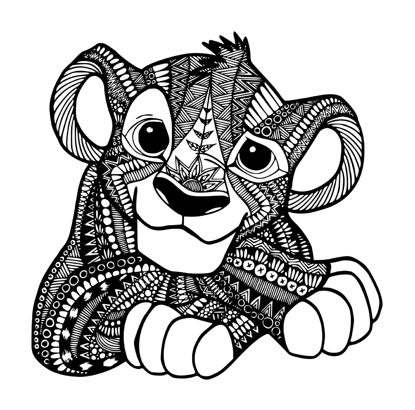   Roi lion Simba dans un mandala 