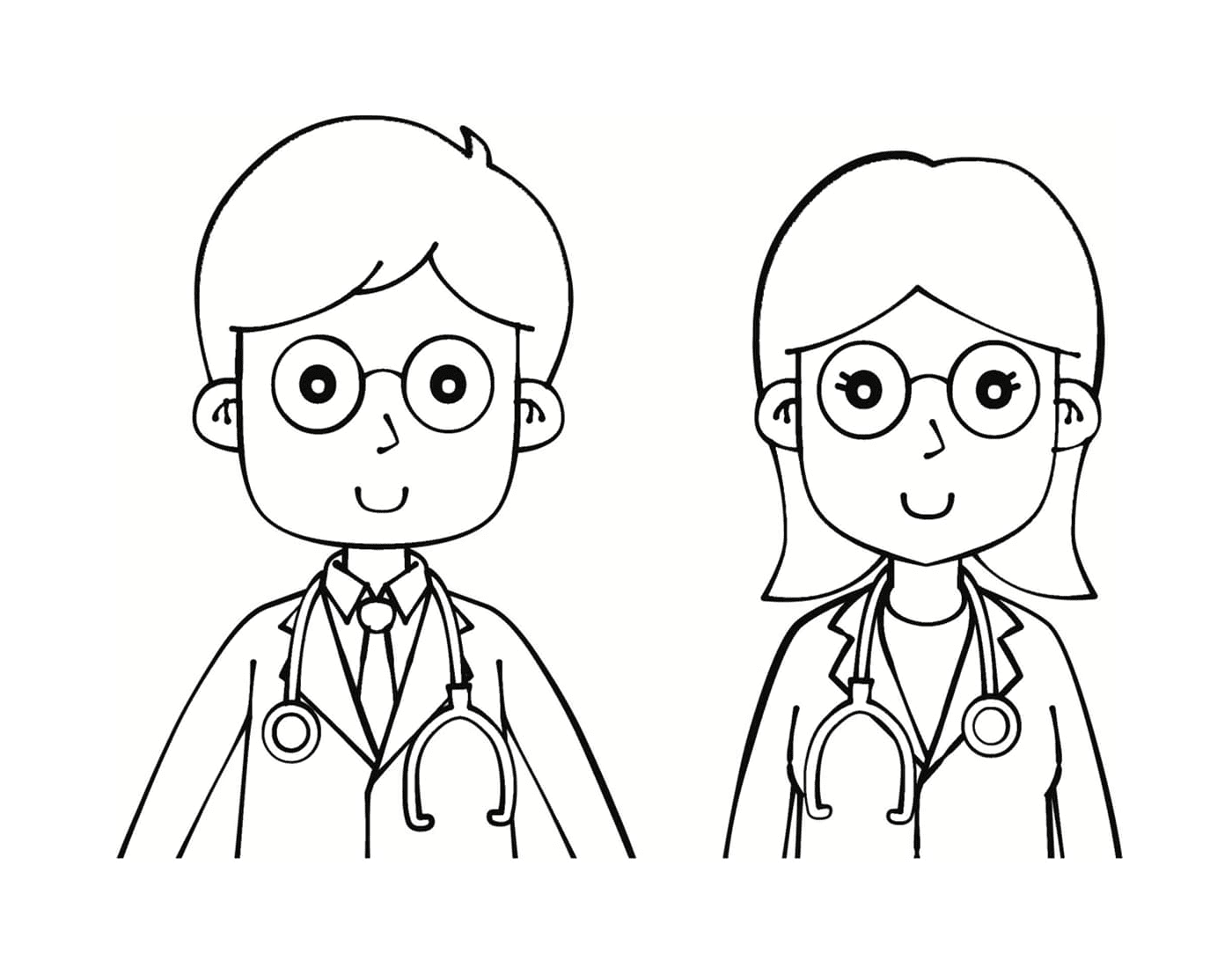   Un couple de personnes déguisées en médecins 