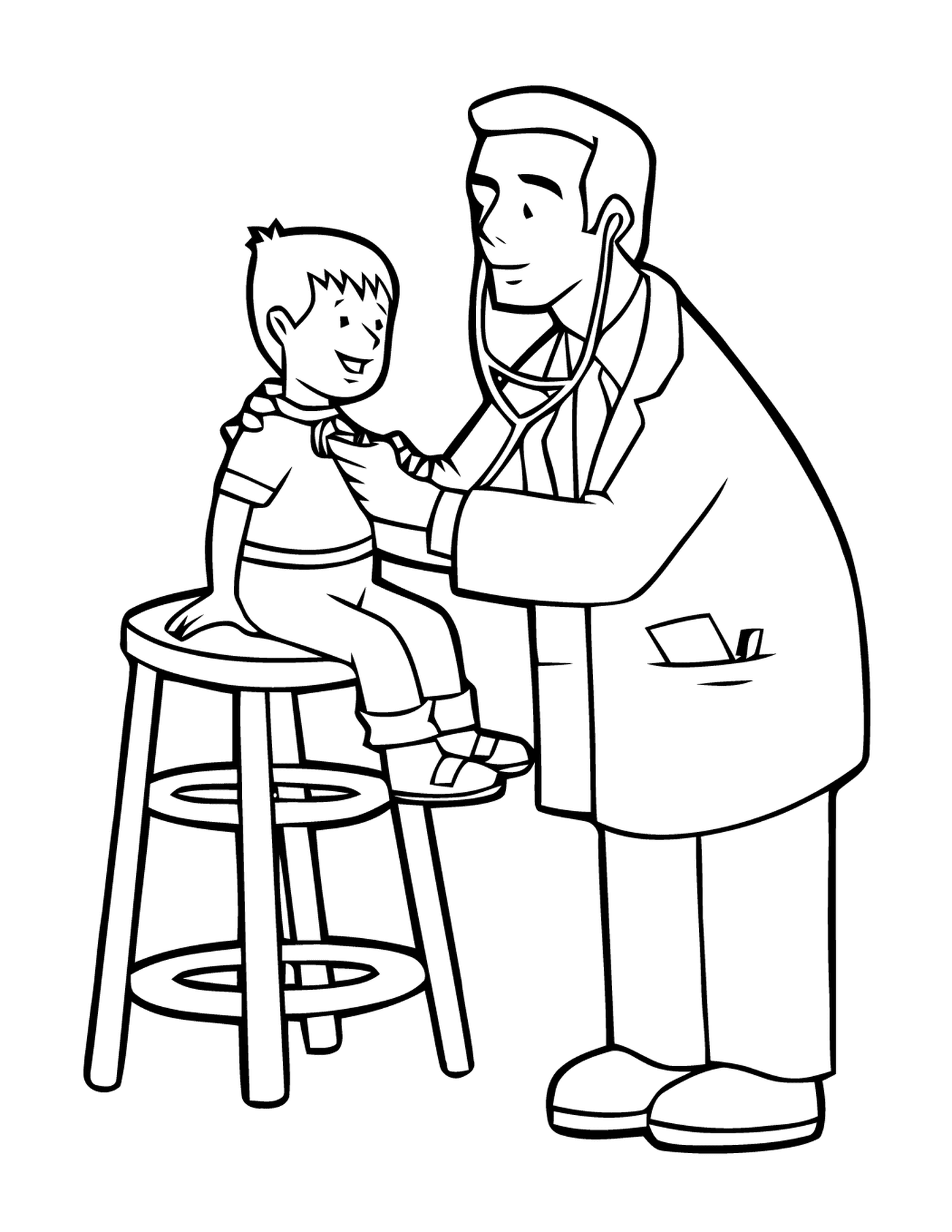   Un médecin examinant un enfant 