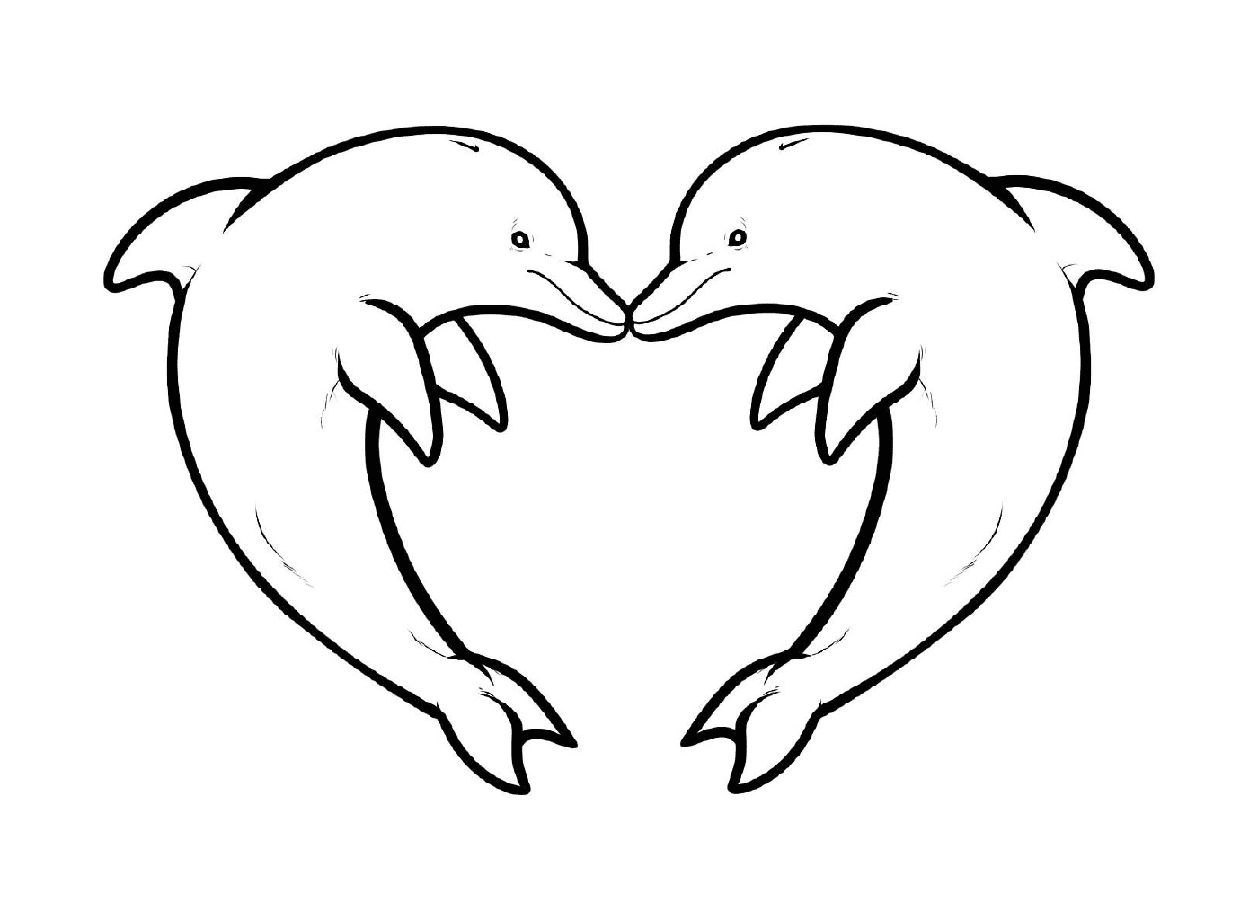   Deux dauphins formant un cœur 