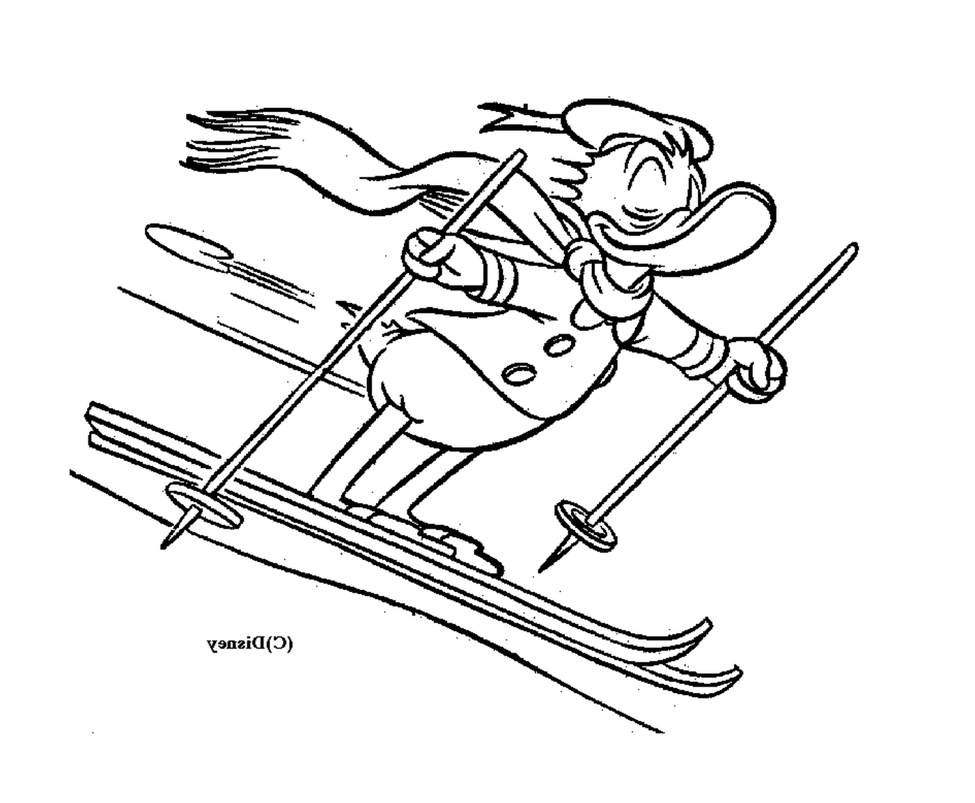   Donald dévale les pistes de ski avec aisance 