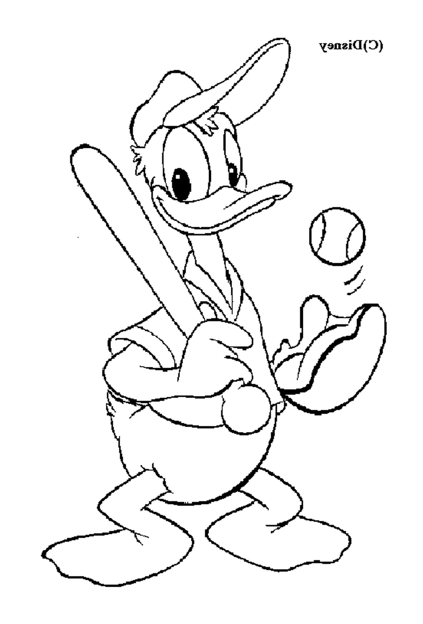  Donald joue au baseball avec ardeur 