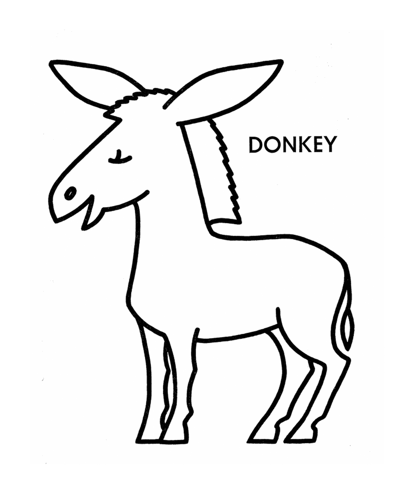   Un âne avec le mot âne écrit en dessous 