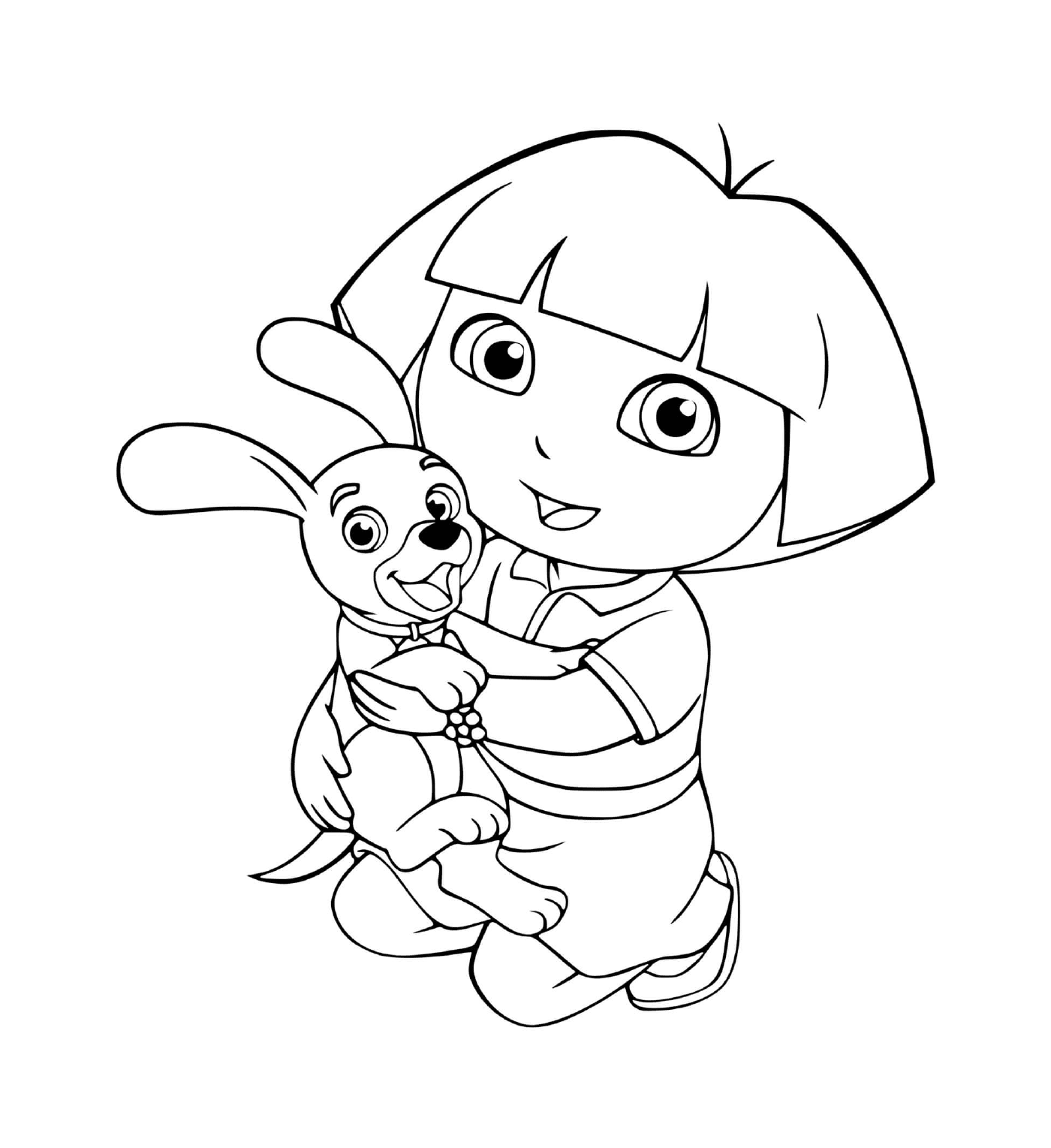   Dora et son petit chien, une adorable compagnie 