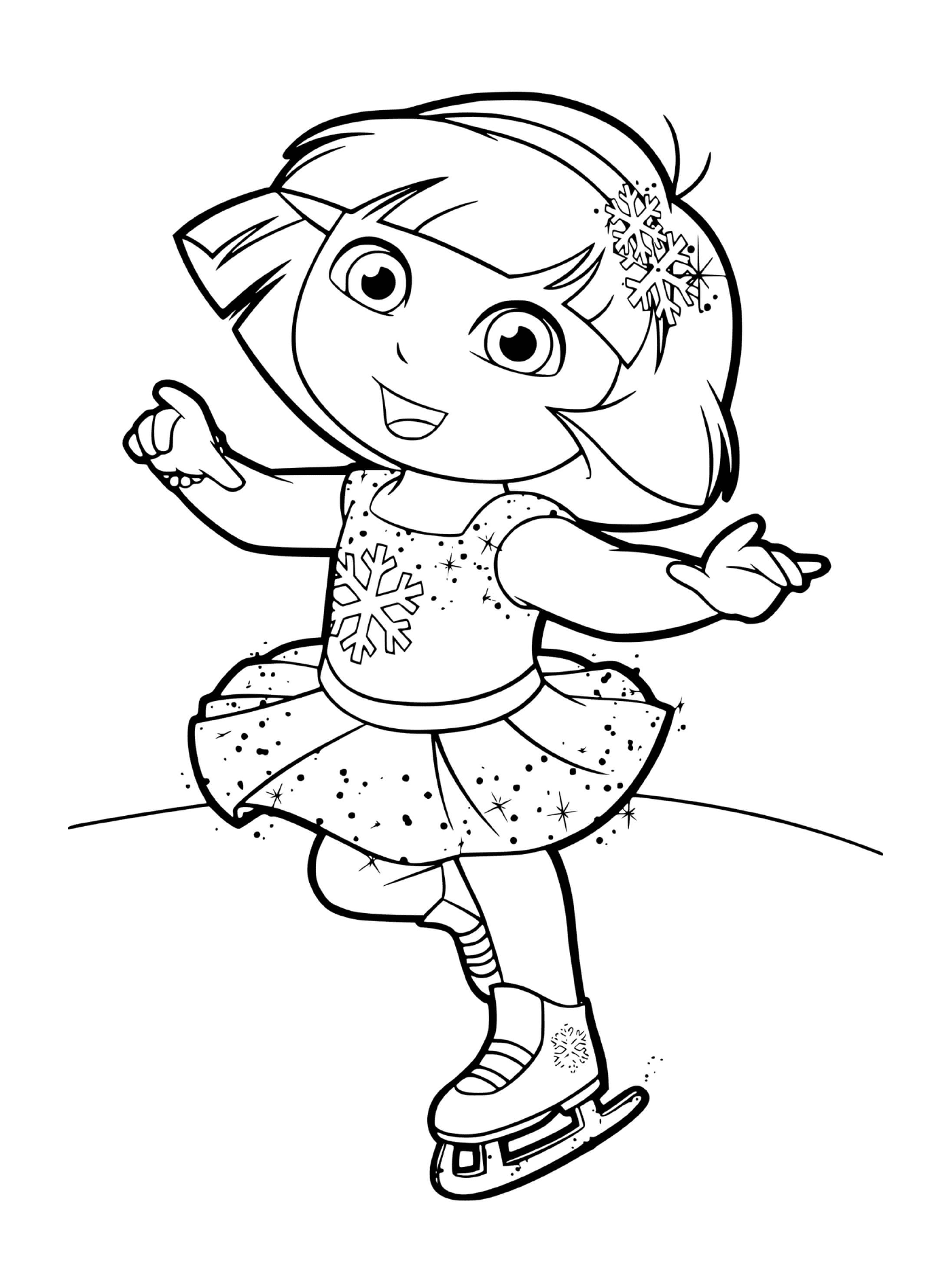   Dora pratique le patinage artistique avec grâce 