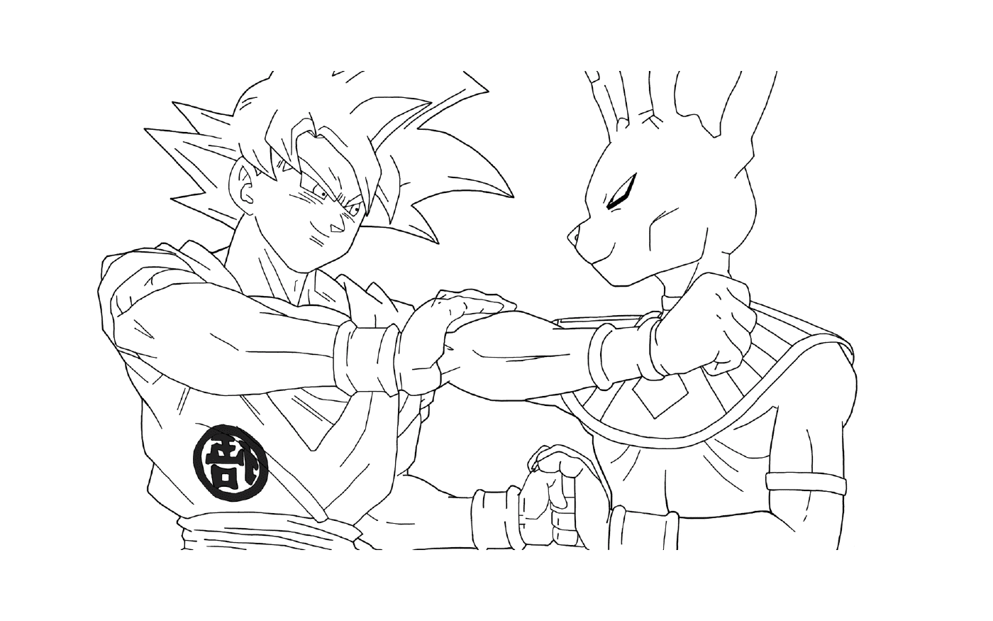   Beerus contre Goku Super Saiyan Gold de DBZ 