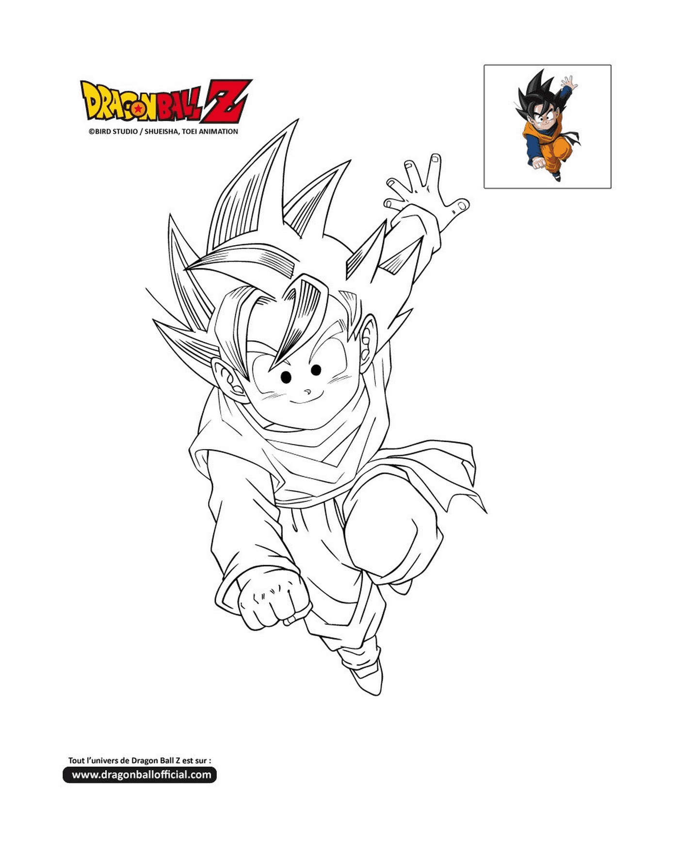   Goten, un jeune Goku sautant dans les airs dans Dragon Ball Z 