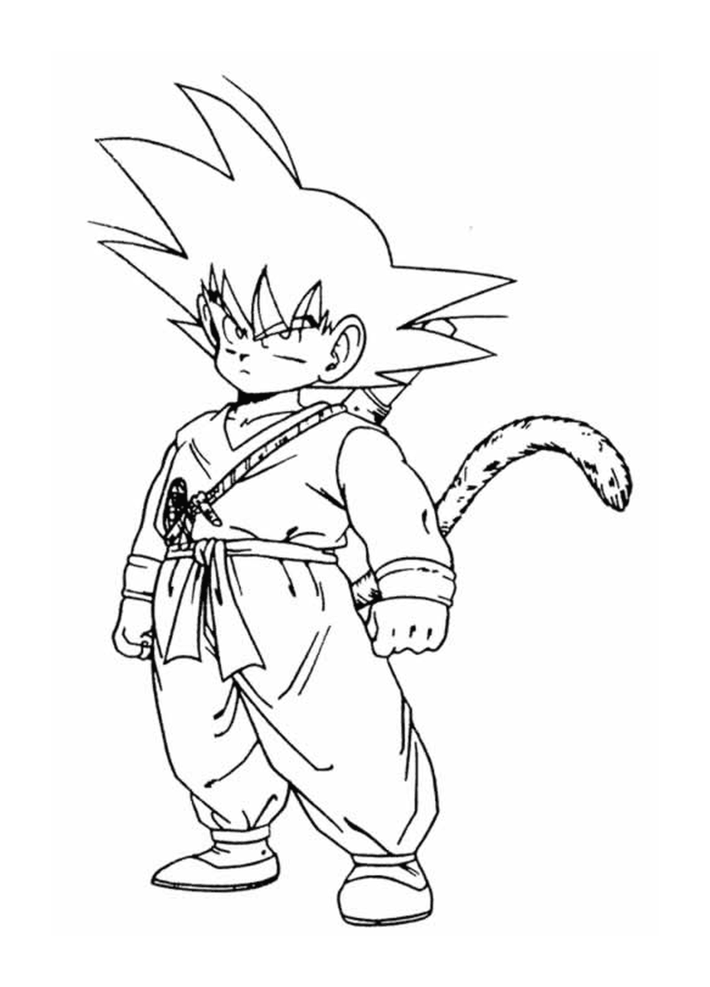   Jeune Goku à la queue de singe 