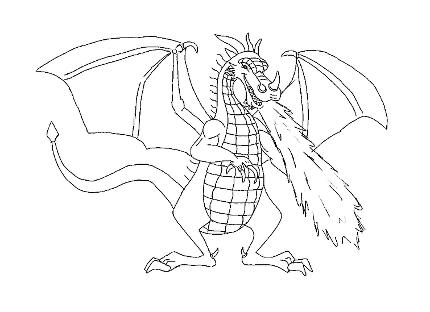   Un dragon avec les ailes déployées 