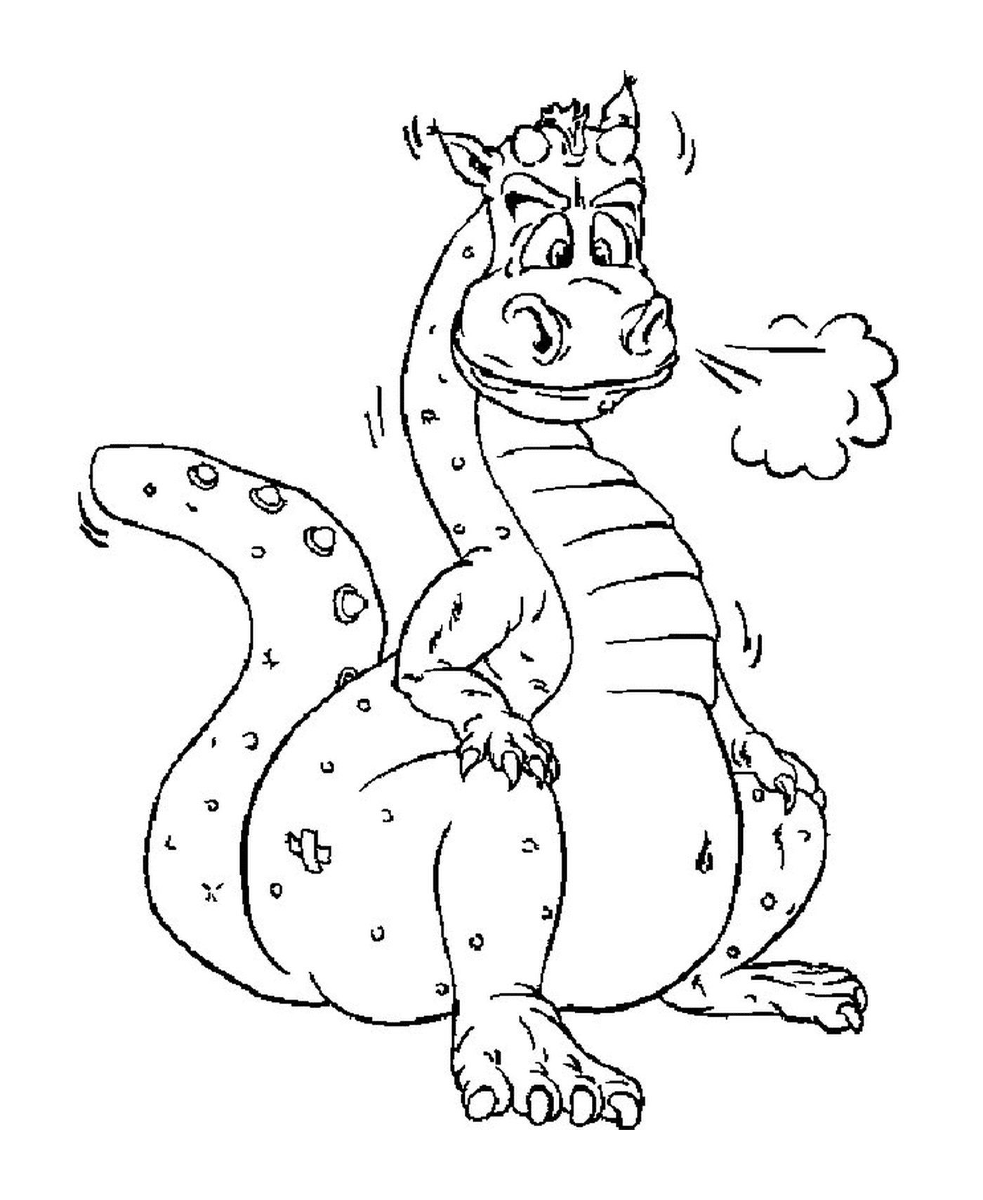   Un dragon crachant de la fumée 